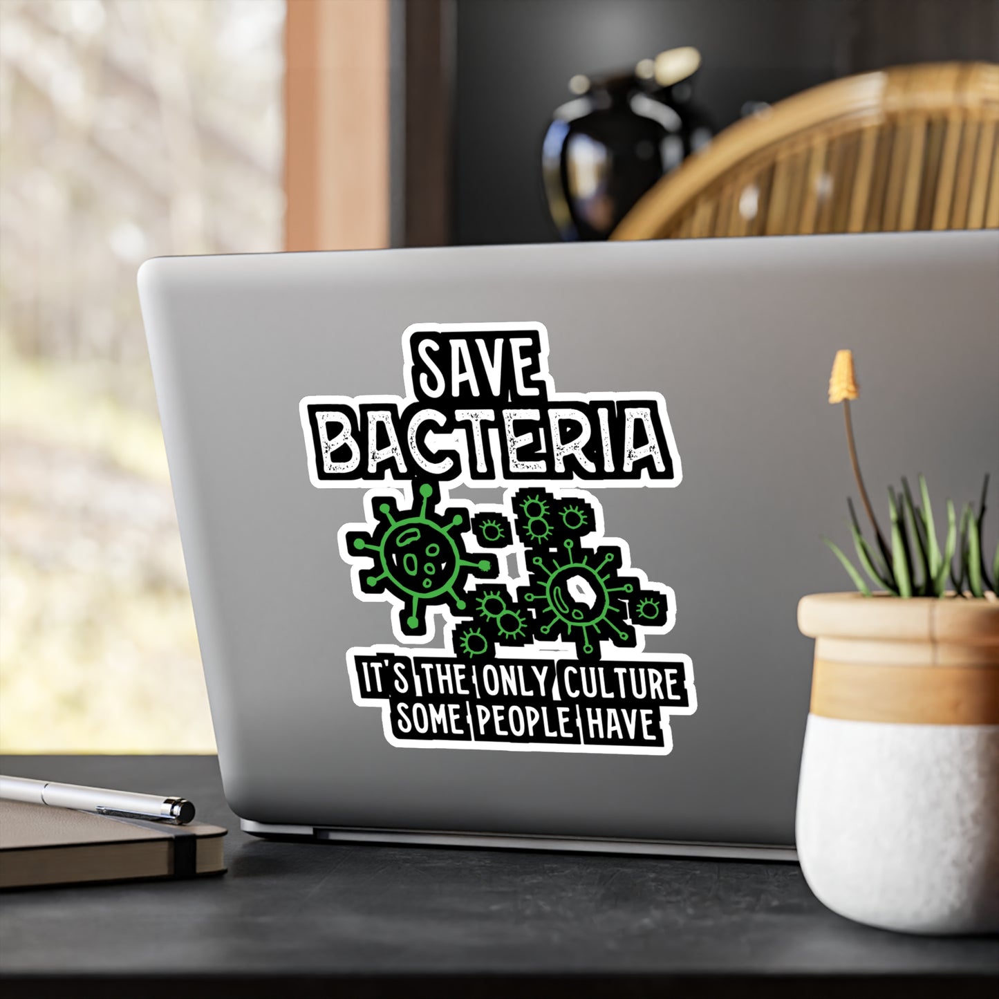 Save Bacteria It's The Only Culture Some People Have - Biology Sticker for Laptop Sticker. Water Bottle Sticker, Vinyl Physicist Decal - Biology Gift