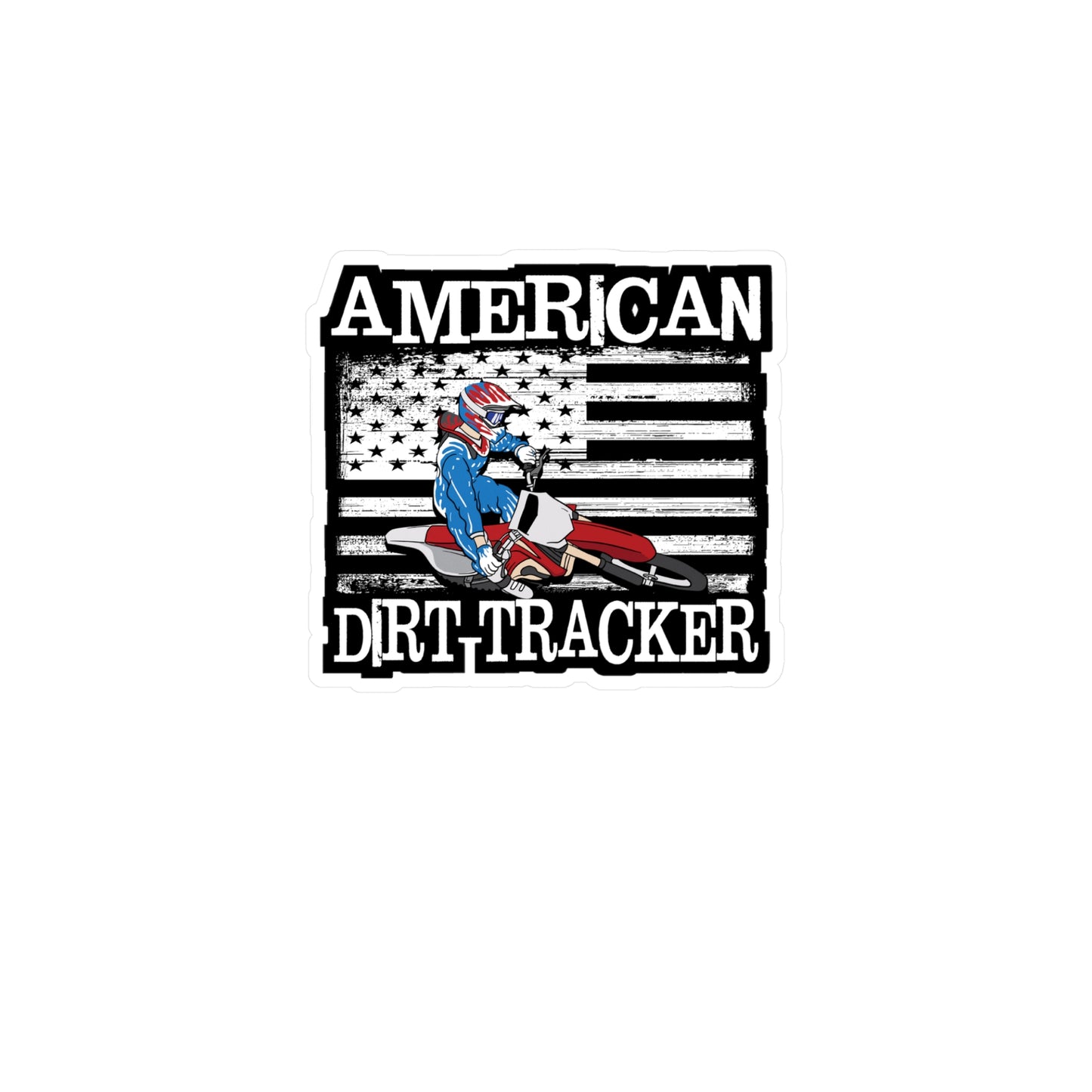 American Dirt Tracker | Flat-track Sticker | Motorcycle Decals | Chrome Laptop Sticker | Flat-track Gift | Motorcycle Gift