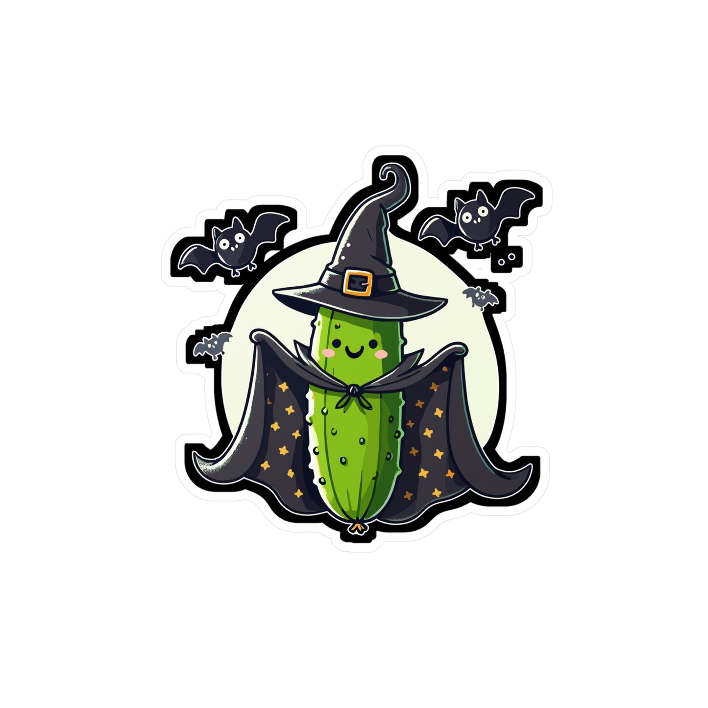 Halloween Witch Costume Cucumber Funny - Halloween Sticker for Laptop Sticker. Water Bottle Sticker, Vinyl Cucumber Decal - Halloween Gift