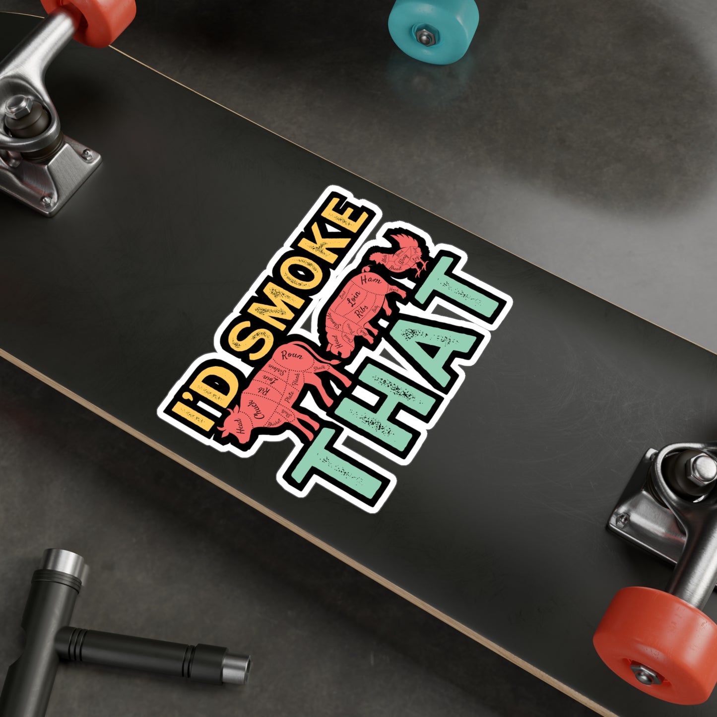 I'd Smoke That - Grill Sticker for Car Window Laptop Sticker. Water Bottle Sticker, Vinyl Grilling Decal, BBQ Sticker - Grill Gift