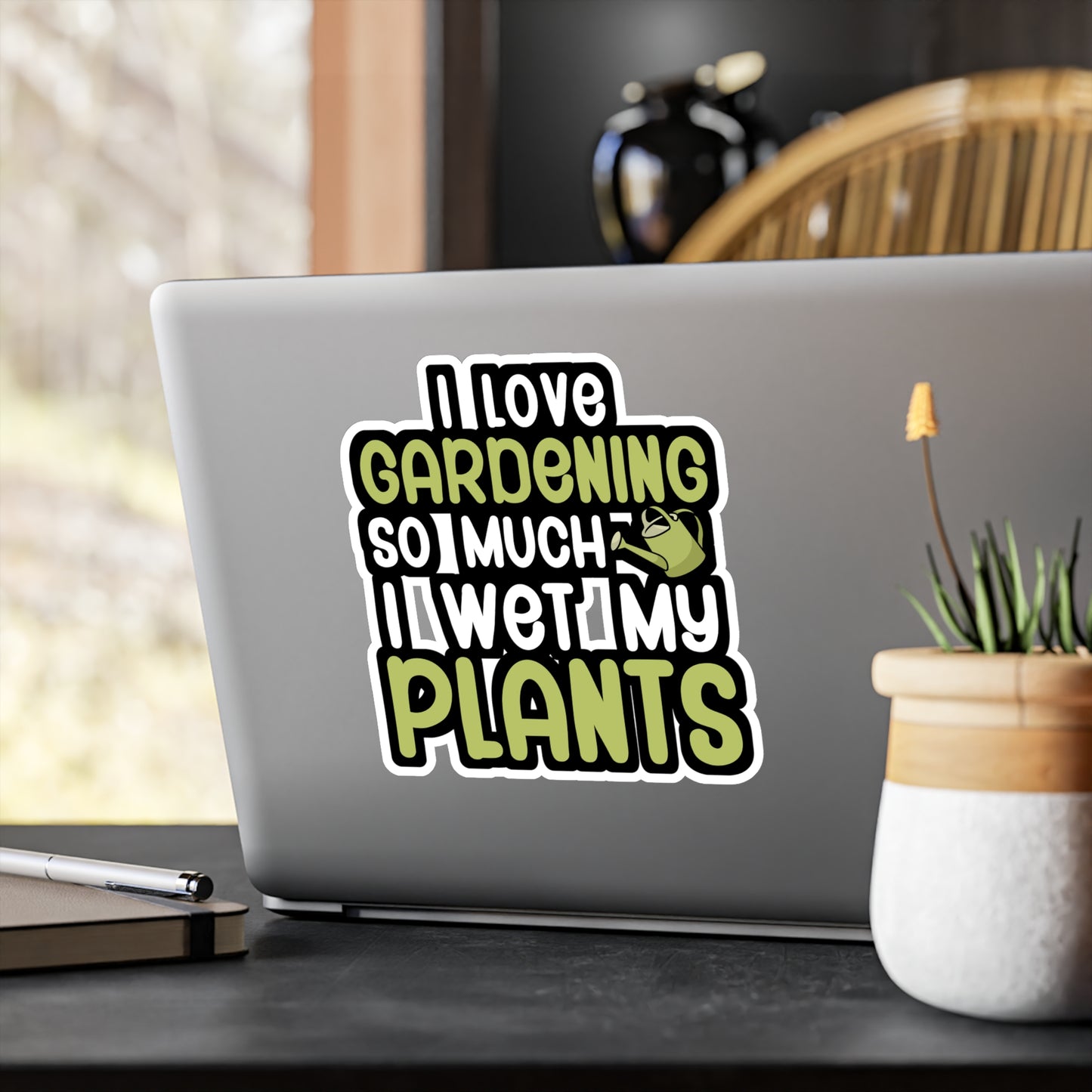 I love gardening so much i wet my plants - Gardener Sticker for Car, Wall, Laptop, Window, Truck Gardener Gift Vinyl Garden Decal Sticker