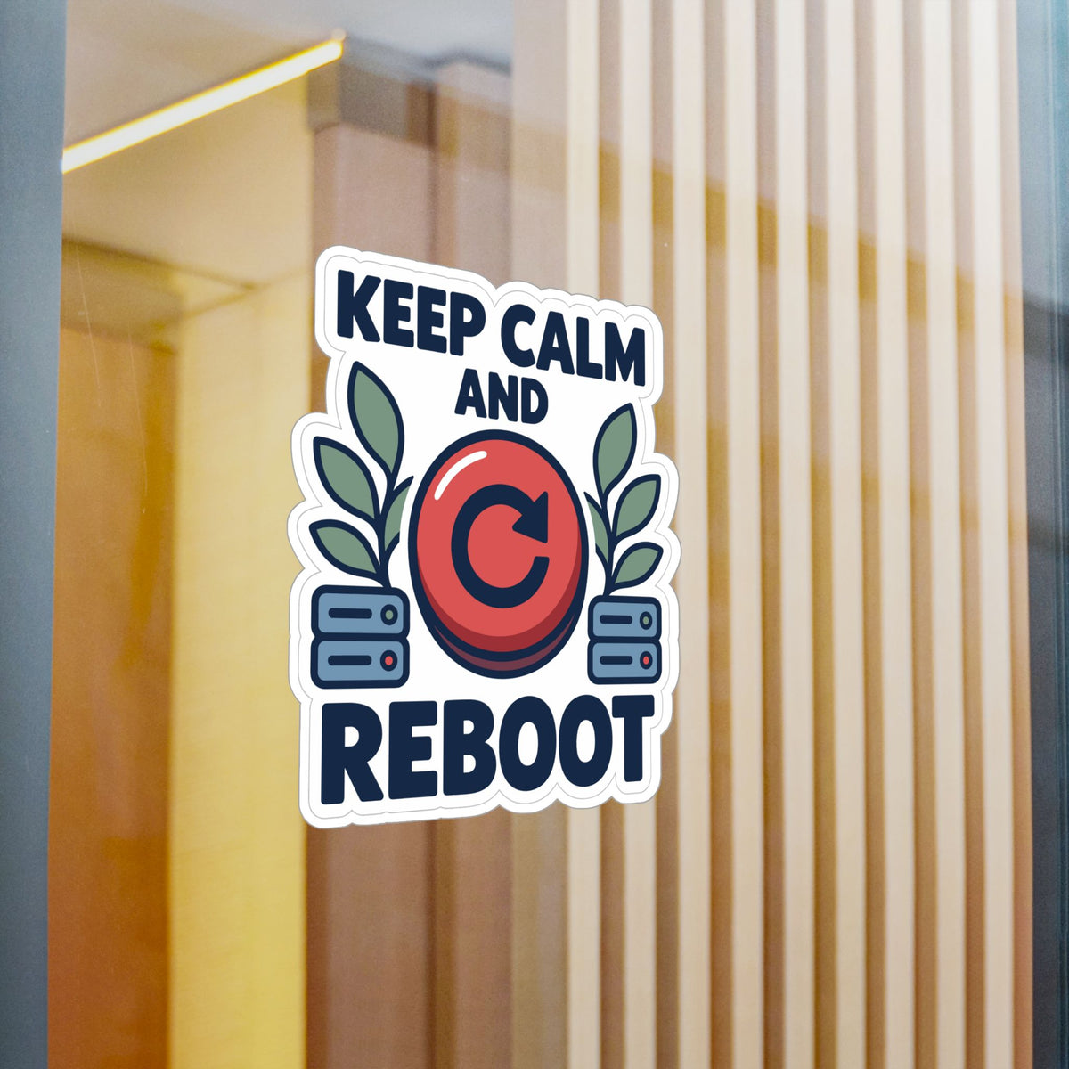 Tech Sticker - Keep Calm And Reboot, Button & Bandage Design Decals for Laptop or Water Bottle