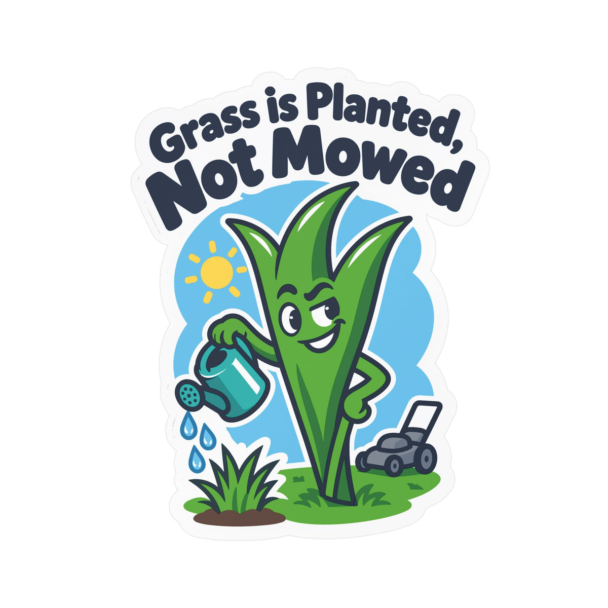 Plants Sticker - Grass is Planted, Not Mowed - Nature-Inspired Dandelion decals for Laptop or Water Bottle, Friendship Gift
