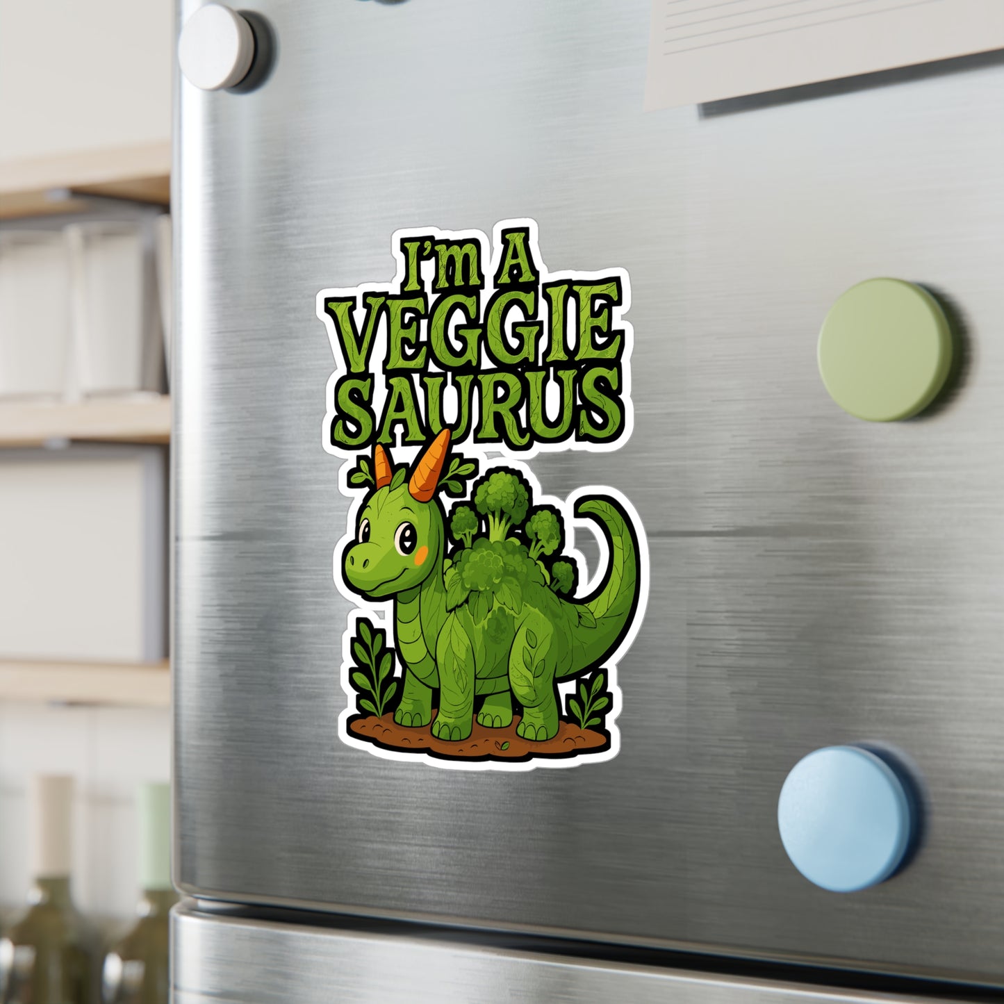 I'm A Veggie Saurus – Vinyl Sticker for Laptop or Water Bottle | Plant Powered Dinosaur Gift, Vegan Humor Decal