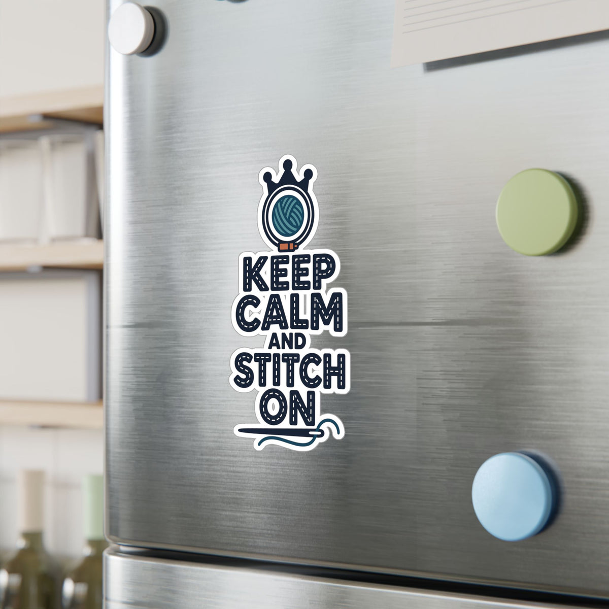 Embroidery Sticker - Keep Calm And Stitch On - Needlework Decals for Crafting and Stitching Fans, Laptop or Water Bottle
