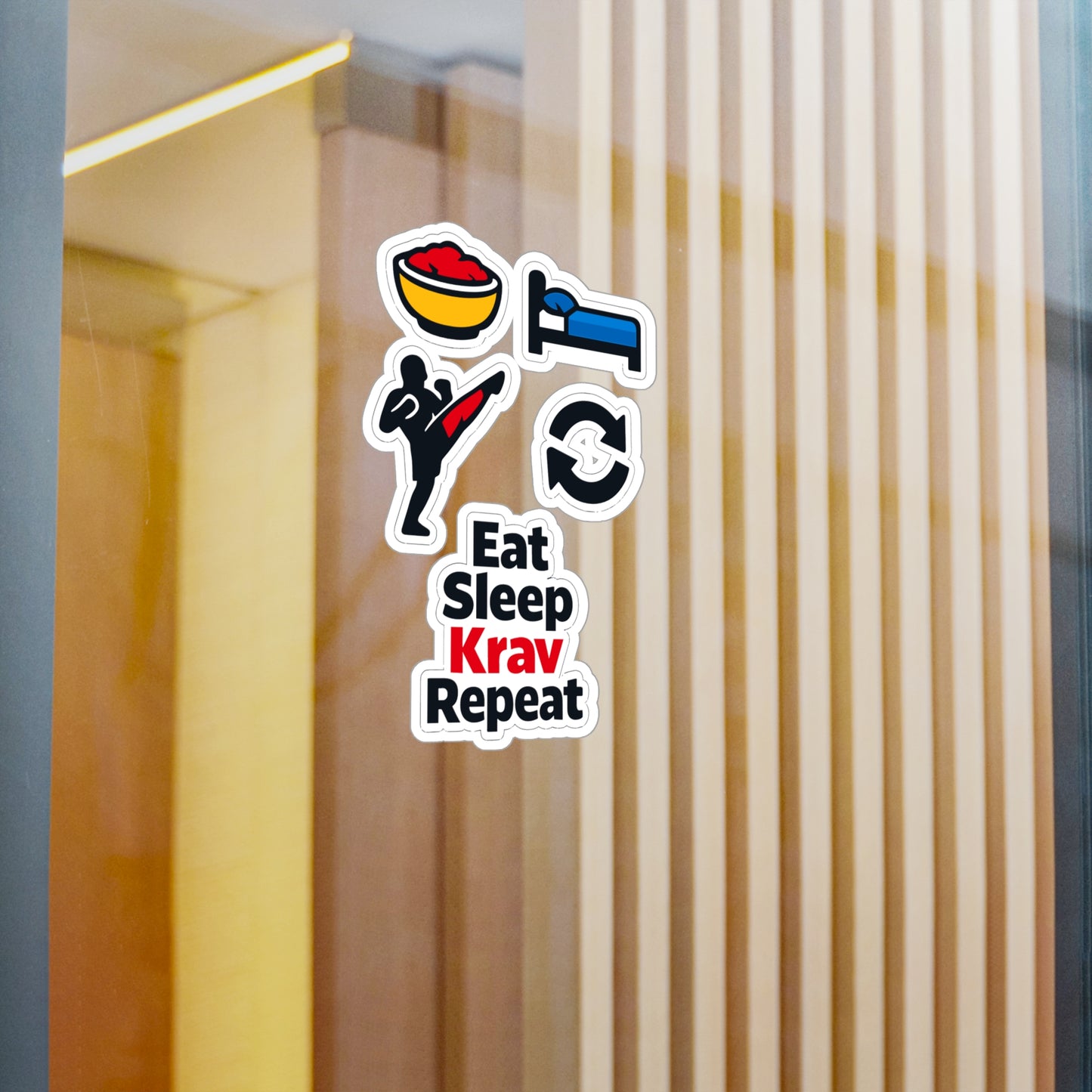 Krav Maga Sticker Eat Sleep Krav Repeat – Waterproof Vinyl Decals for Laptop, Water Bottle, Martial Arts Self Defense Fitness