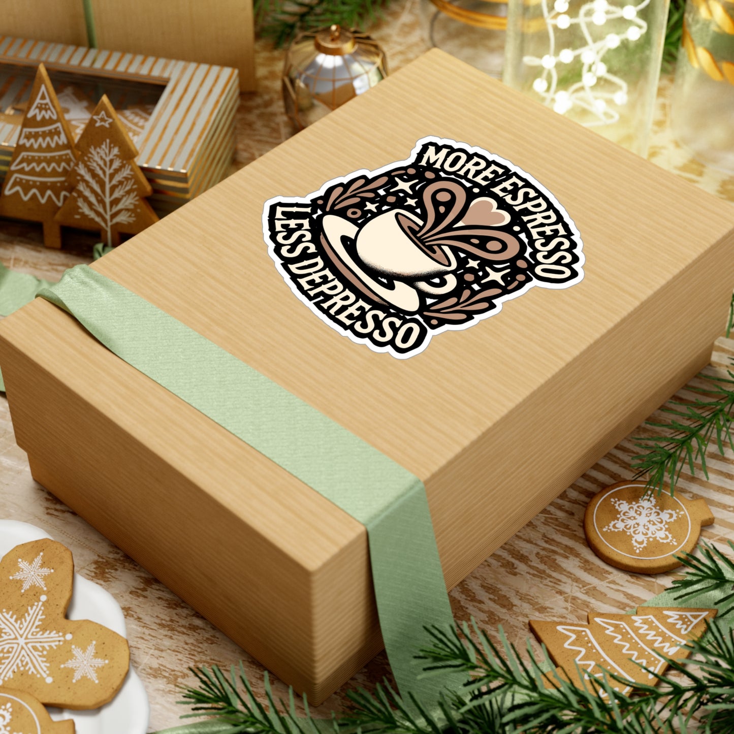 More Espresso Less Depresso - Espresso Sticker for Laptop Sticker. Water Bottle Sticker, Vinyl Coffee Decal - Espresso Gift