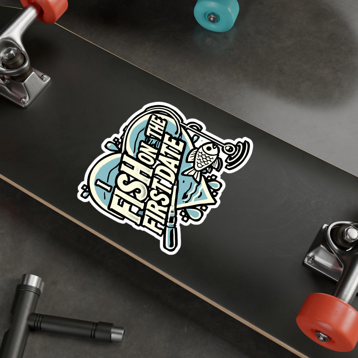 I Fish On The First Date – Funny Fishing Sticker for Laptop, Tackle Box, Cooler, or Water Bottle | Vinyl Angler Decal | Outdoorsman Gift for Him | Bass Hunter Accessory