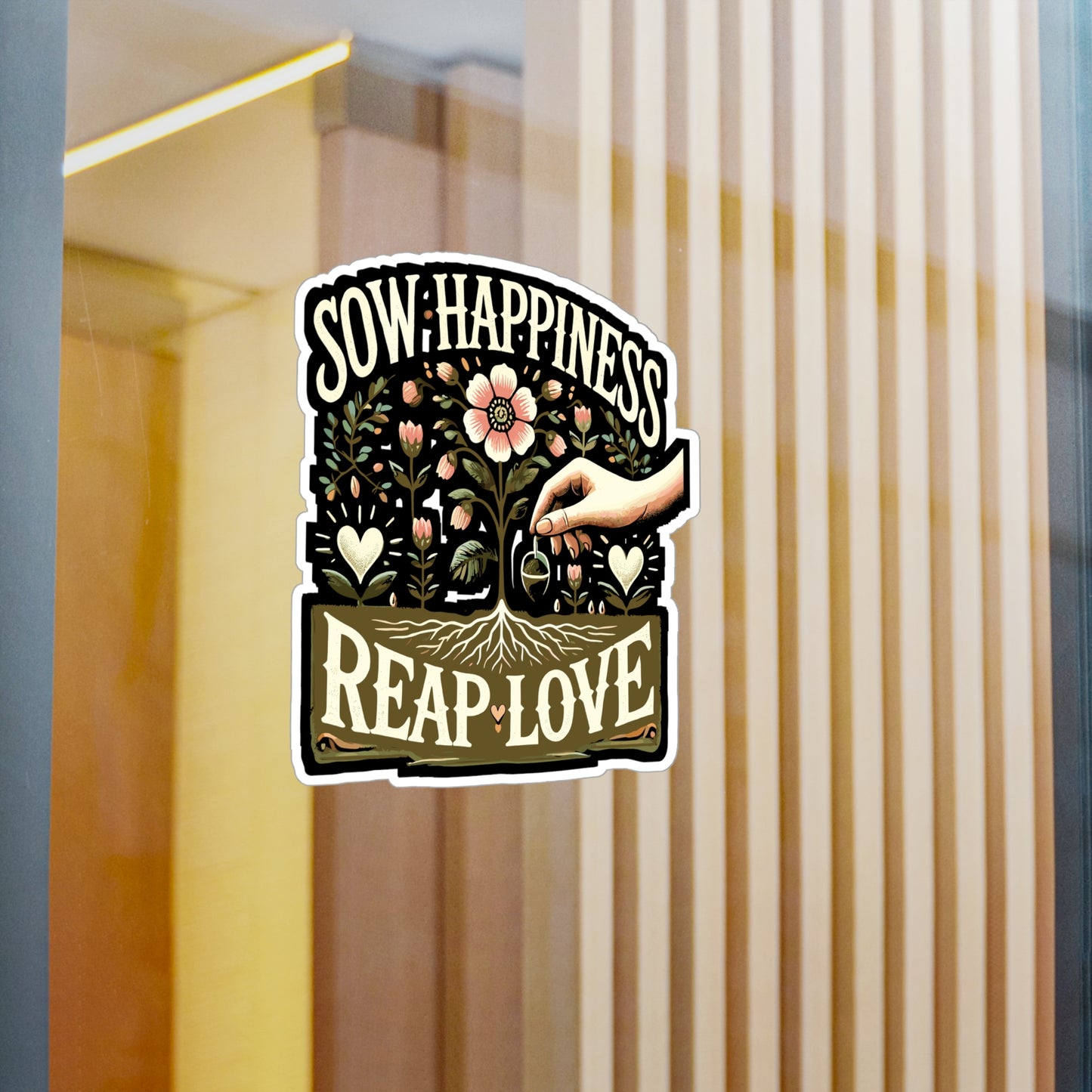 Sow Happiness Reap Love - Gardening Sticker for Laptop Sticker. Water Bottle Sticker, Vinyl Grow Decal - Gardening Gift