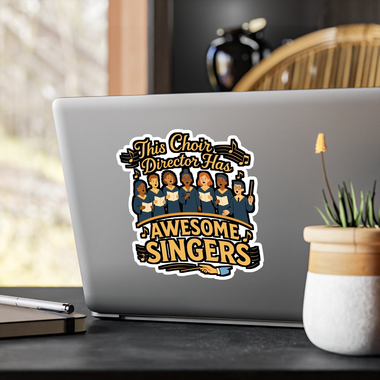 This Choir Director Has Awesome Singers – Vinyl Sticker for Laptop or Water Bottle | Funny Choir Gift, Music Teacher Appreciation