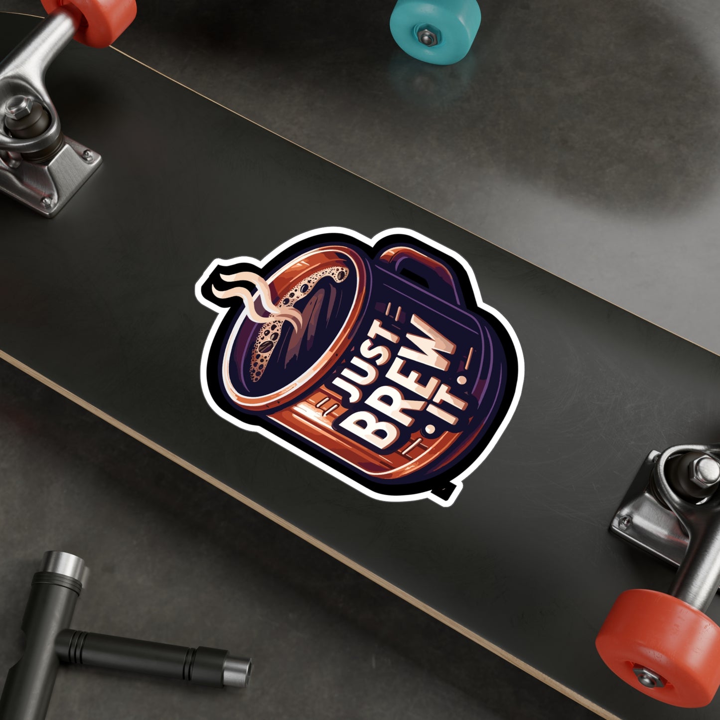 Just Brew It - Coffee Sticker for Car Laptop Sticker. Water Bottle Sticker, Vinyl Brew Decal, Caffeine Sticker - Coffee Gift