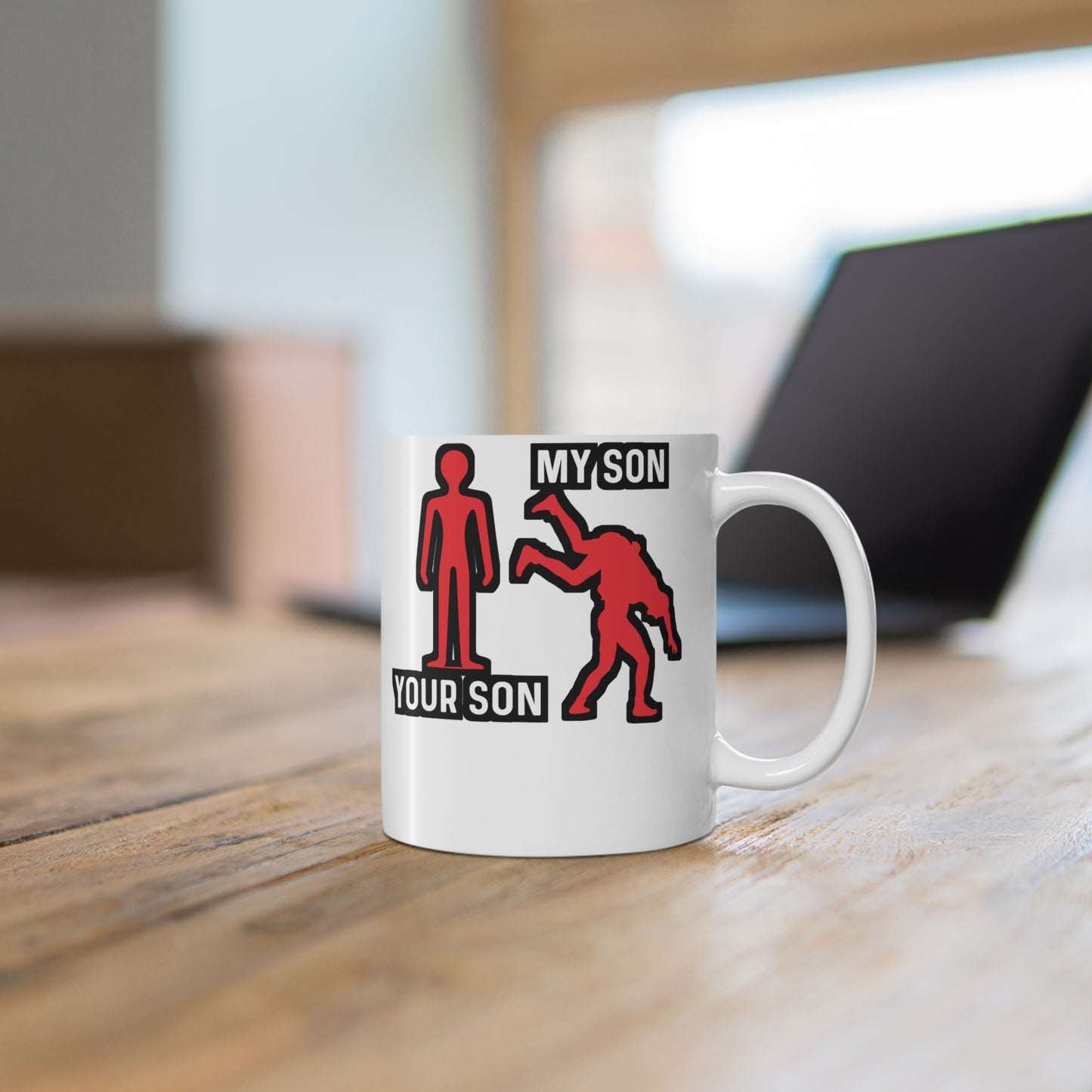 Your Son My Son - Wrestle Mug for Coffee 11oz. Wrestle Cup, White ceramic, Wrestling Mug, Offense Tea Cup - Wrestle Gift