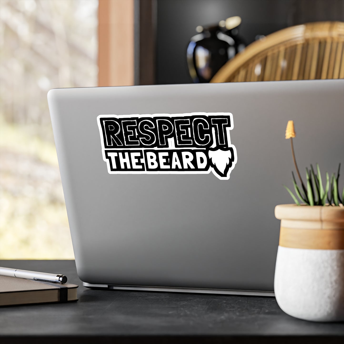 Respect The Beard - Beard Sticker for Car Window Laptop Sticker. Water Bottle Sticker, Vinyl Bearded Decal, Man Sticker - Beard Gift