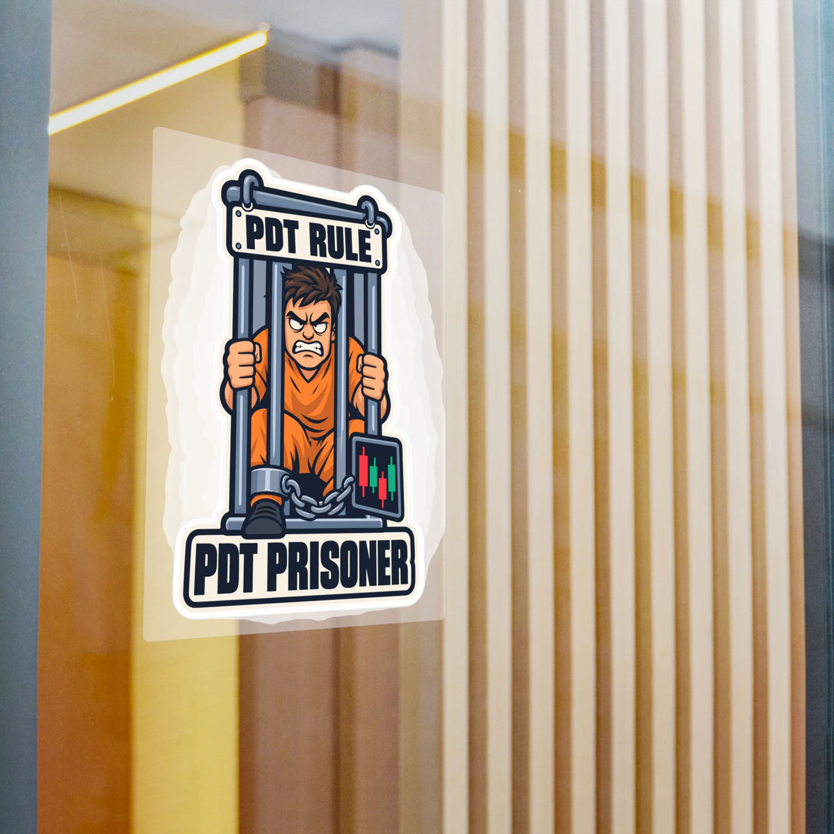 Day Trading Sticker - PDT Prisoner Design for the Stock Market and Forex Trader, Laptop and Water Bottle Decals