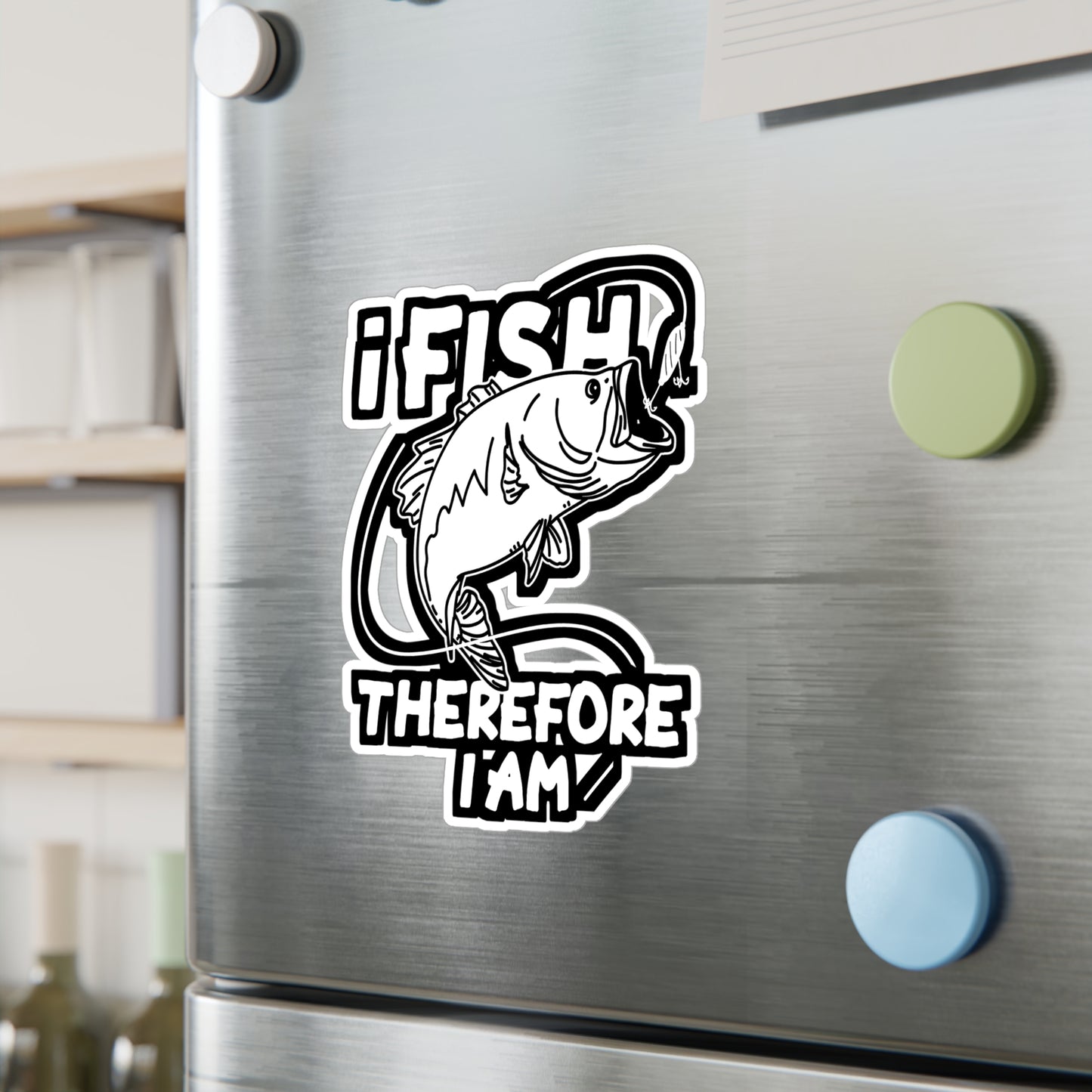 I Fish Therefore I Am - Fishing Sticker for Laptop Sticker. Water Bottle Sticker, Vinyl Angling Decal - Fishing Gift