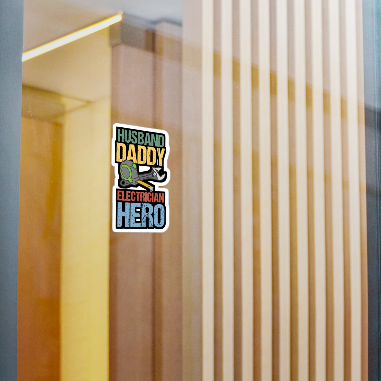 Husband Daddy Electrician Hero - Electrician Sticker for Laptop Sticker. Water Bottle Sticker, Vinyl Stripper Decal - Electrician Gift