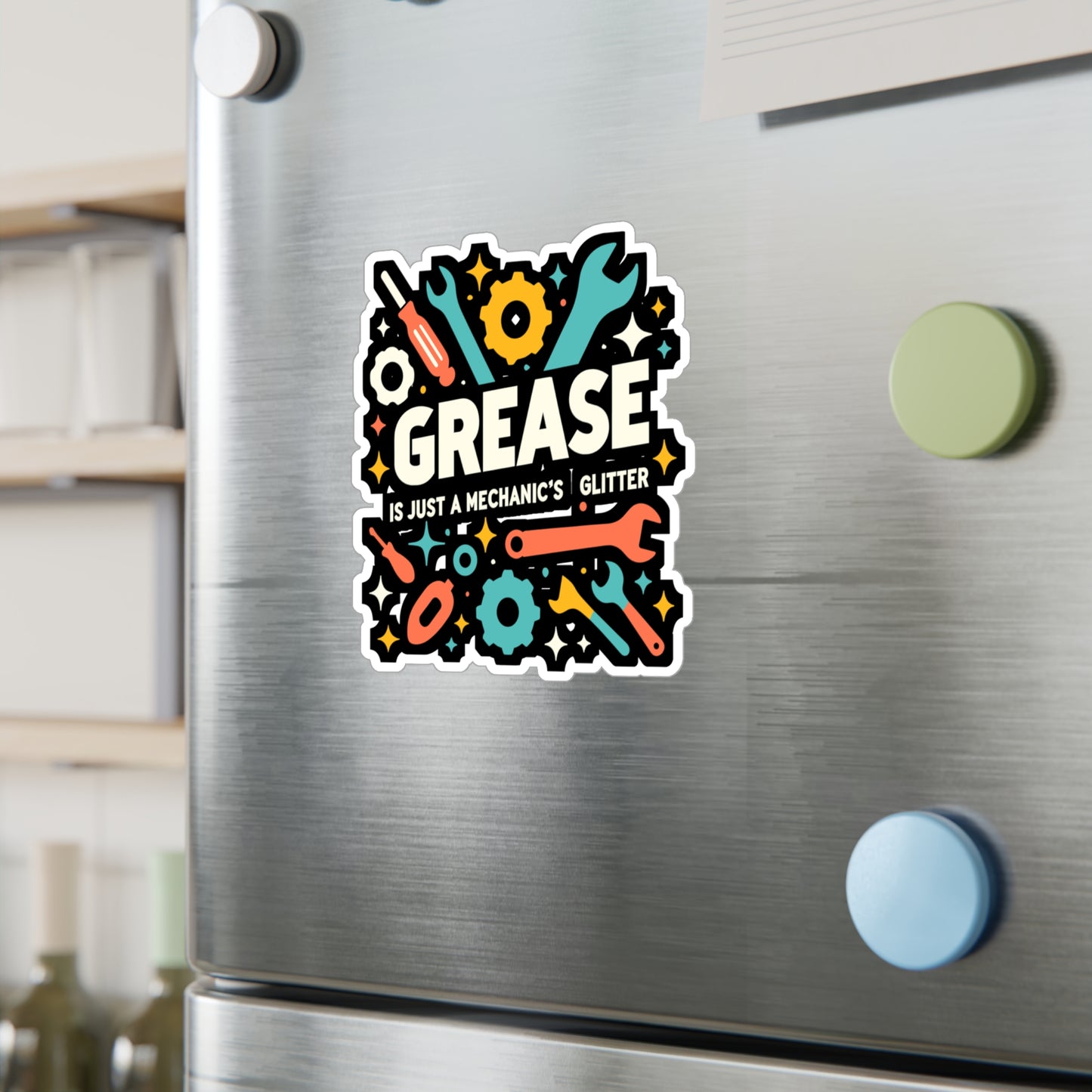 Grease is just a mechanic's glitter - Auto-mechanic Sticker for Laptop Sticker. Water Bottle Sticker, Vinyl Mechanic Decal - Auto-mechanic Gift