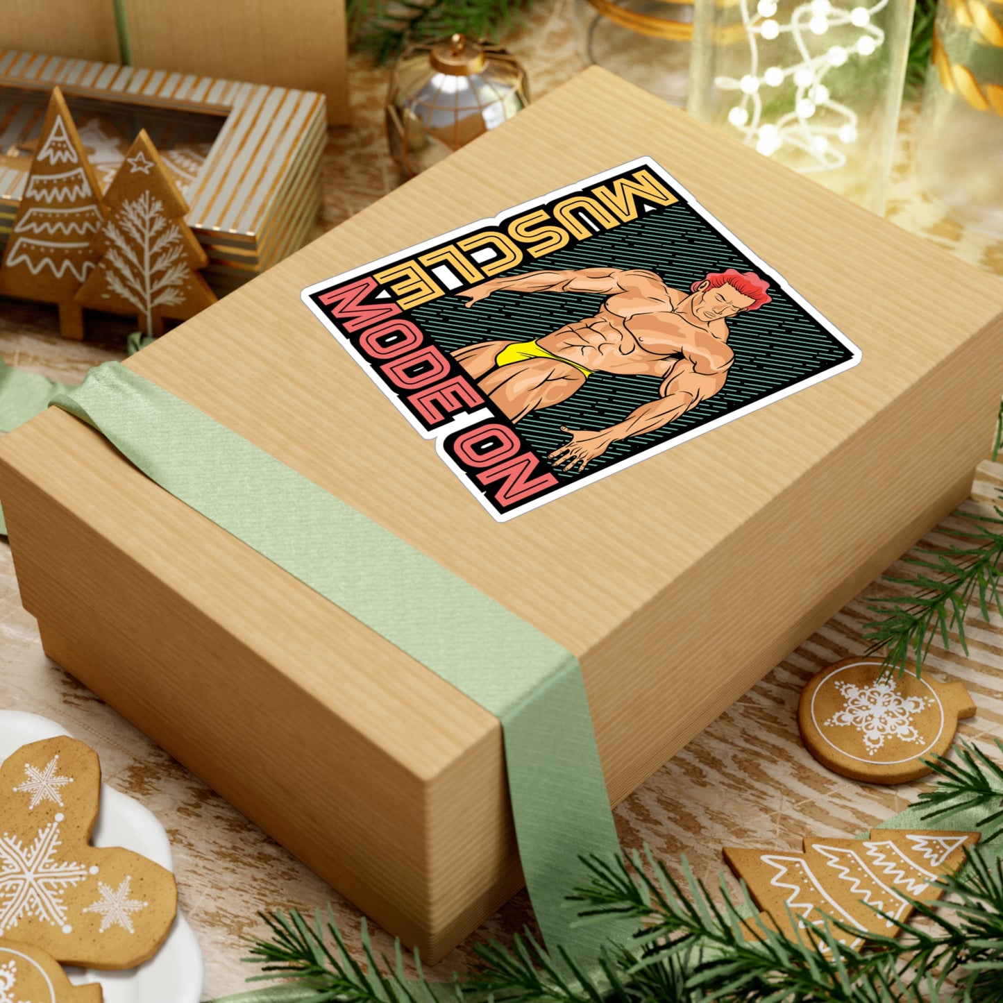 Muscle Mode On - Workout Sticker for Car Window Laptop Sticker. Water Bottle Sticker, Vinyl Gym Decal, Fitness Sticker - Workout Gift