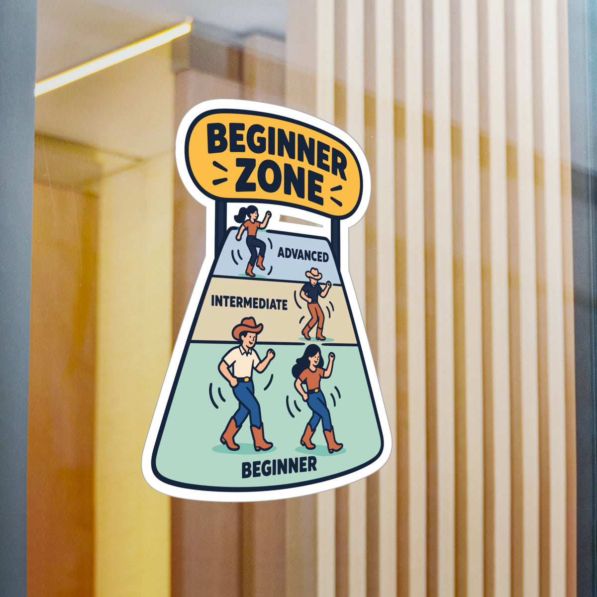 Line Dance Sticker - Beginner Zone Design for Country Dancers, Western Decals for Laptop and Water Bottle