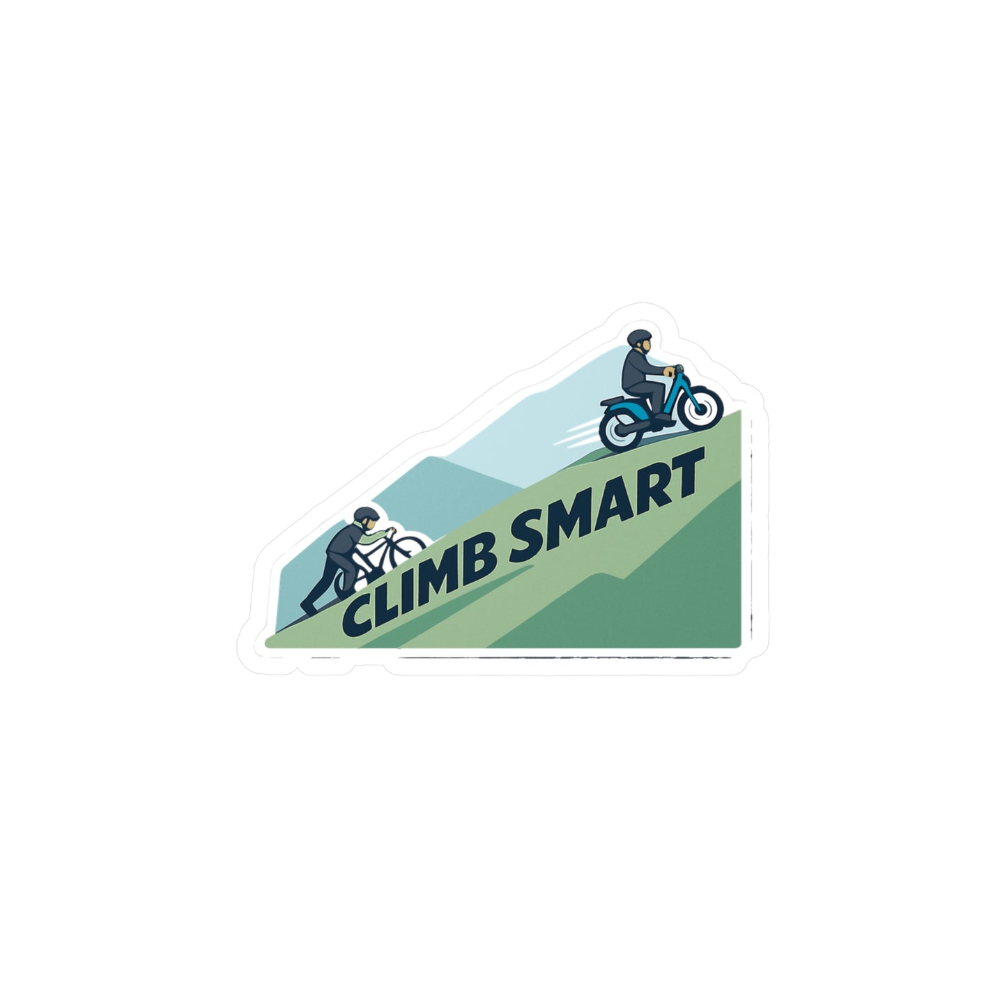 E-Bike Sticker Climb Smart Design, Waterproof Vinyl decals for Laptop, Water Bottle, Electric Bike eCycling e Cyclist