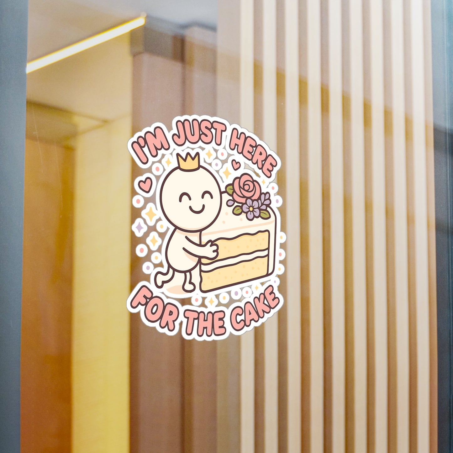 Wedding Sticker – "I'm Just Here For The Cake" Decals, Cute Floral Cake Frosting Vinyl, Waterproof, Perfect for Laptop & Water Bottle