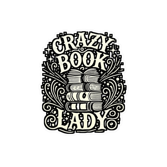 Crazy Book Lady – Vinyl Book Sticker for Car Window, Laptop, or Water Bottle | Reading Decal, Librarian Gift