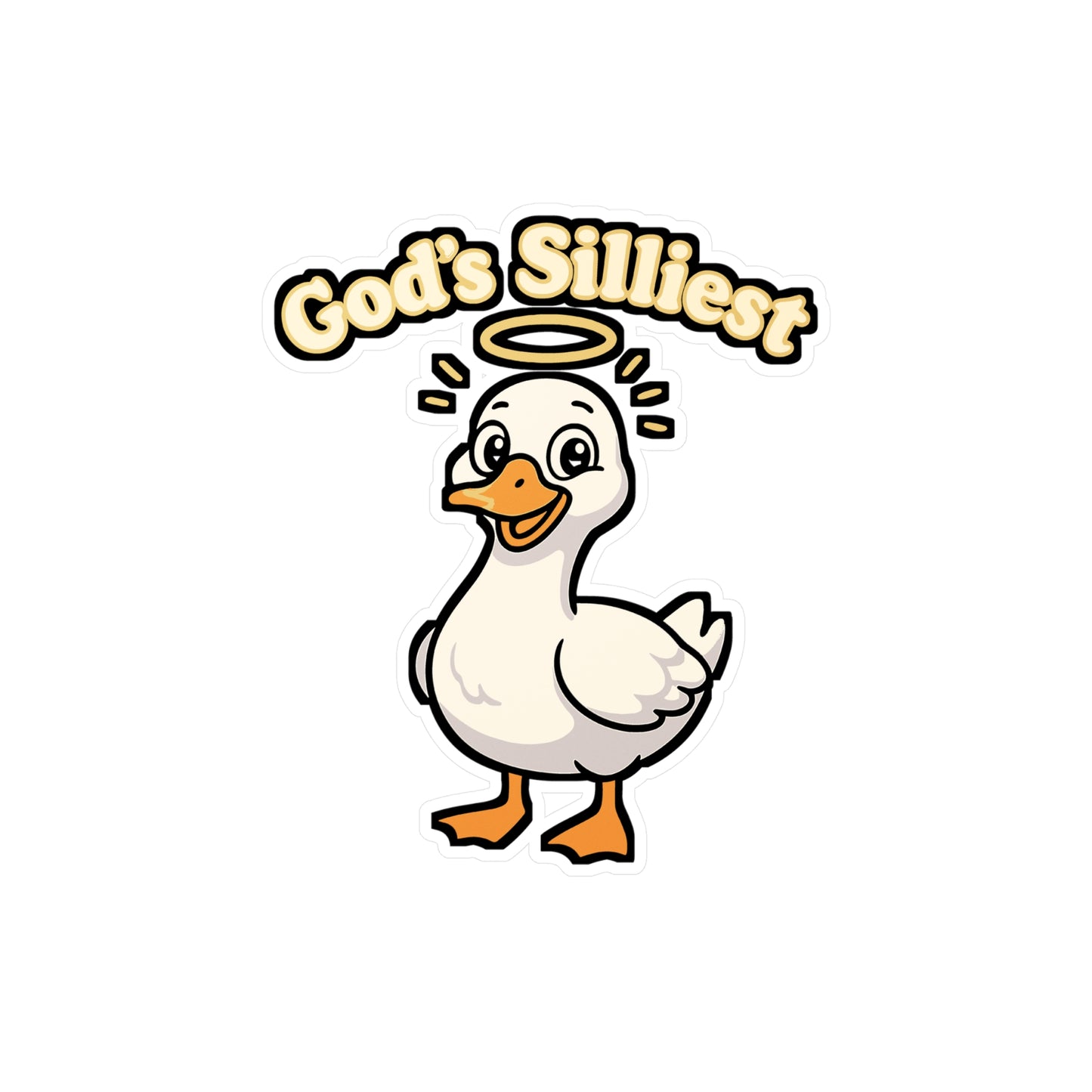Goose Sticker – Gods Silliest Goose Quirky Angel with Daisies Decals for Laptop, Water Bottle, Waterproof Vinyl, Gift
