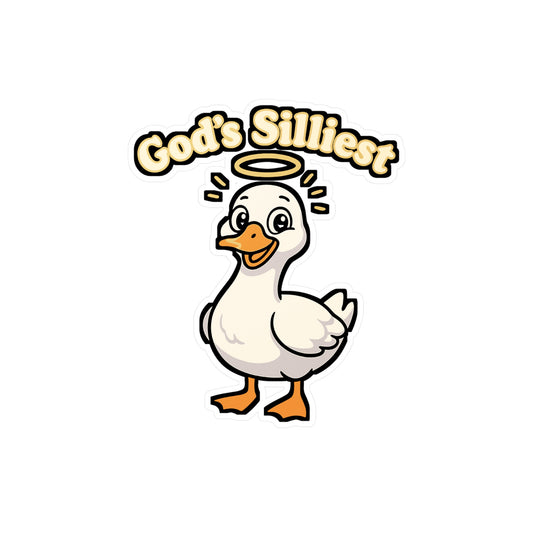 Goose Sticker – Gods Silliest Goose Quirky Angel with Daisies Decals for Laptop, Water Bottle, Waterproof Vinyl, Gift