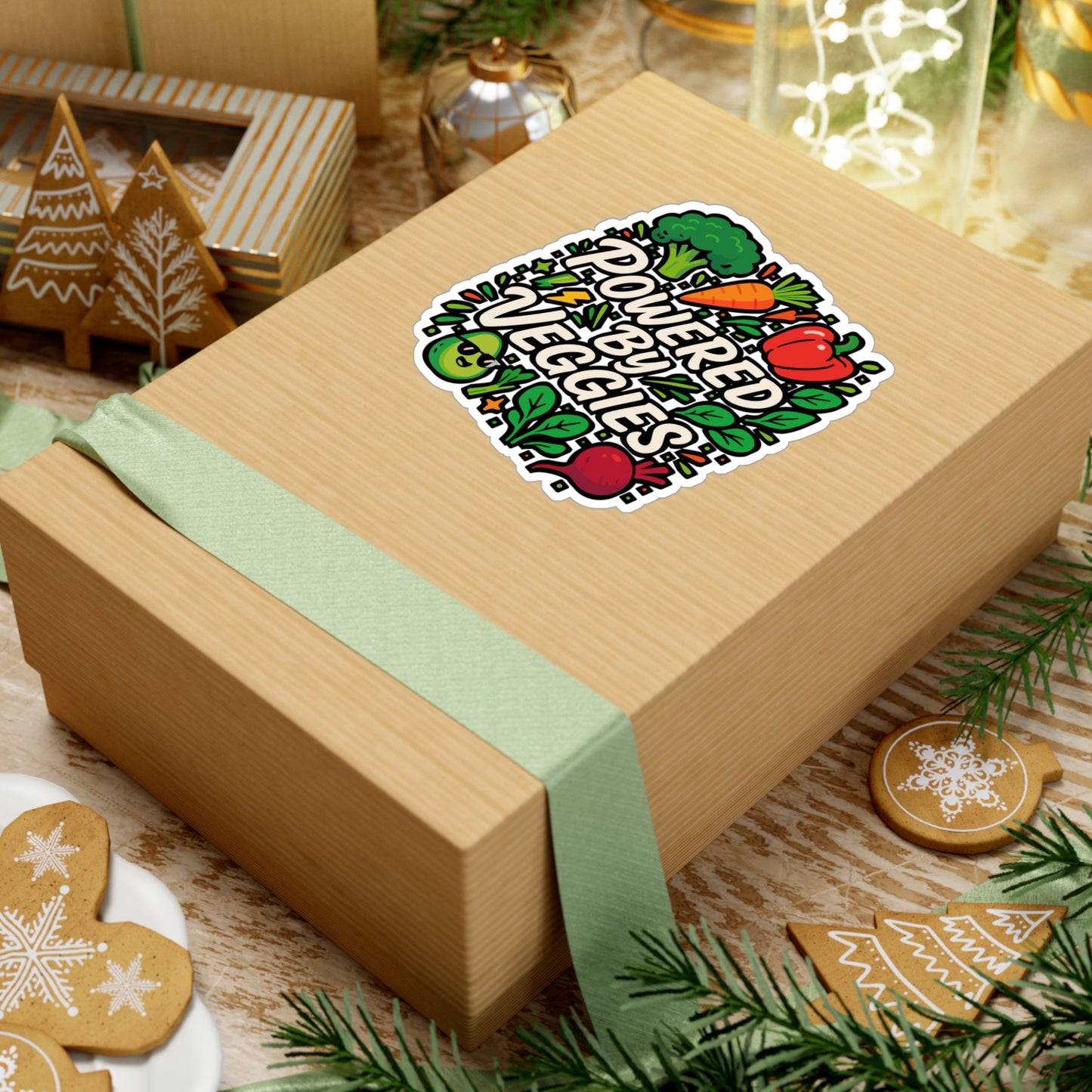 Powered by Veggies – Vegan Sticker for Laptop or Water Bottle | Funny Plant-Based Gift, Vinyl Veggie Decal