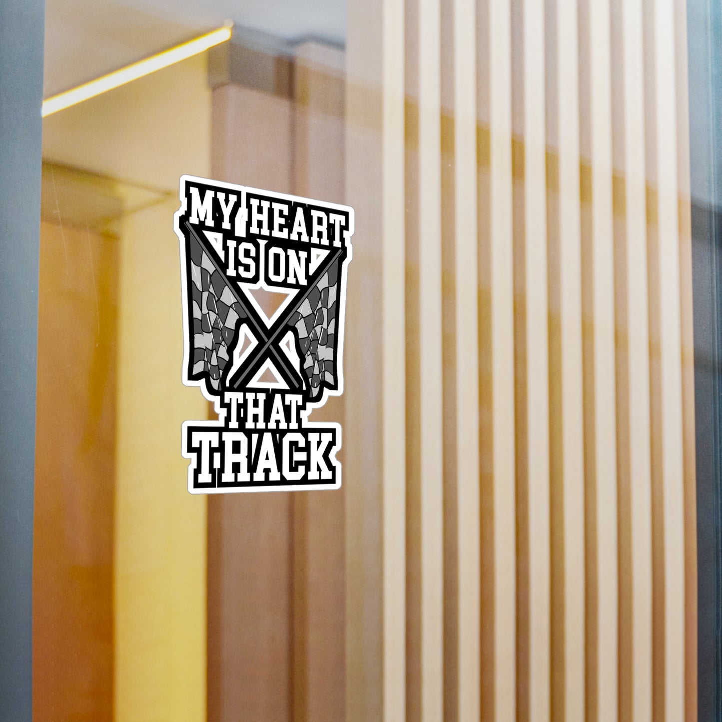 My Heart Is On That Track - Cone Sticker for Laptop Sticker. Water Bottle Sticker, Vinyl Car-racing Decal - Cone Gift