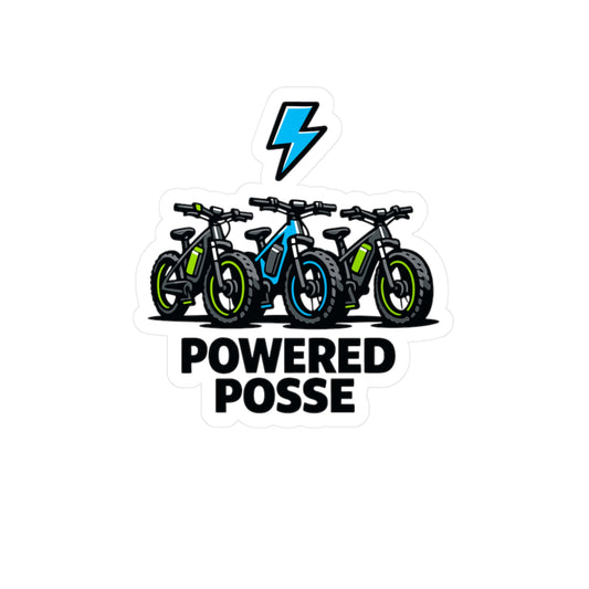 E-Bike Sticker Powered Posse Waterproof Vinyl decals for Electric Bike Enthusiasts Laptop, Water Bottle