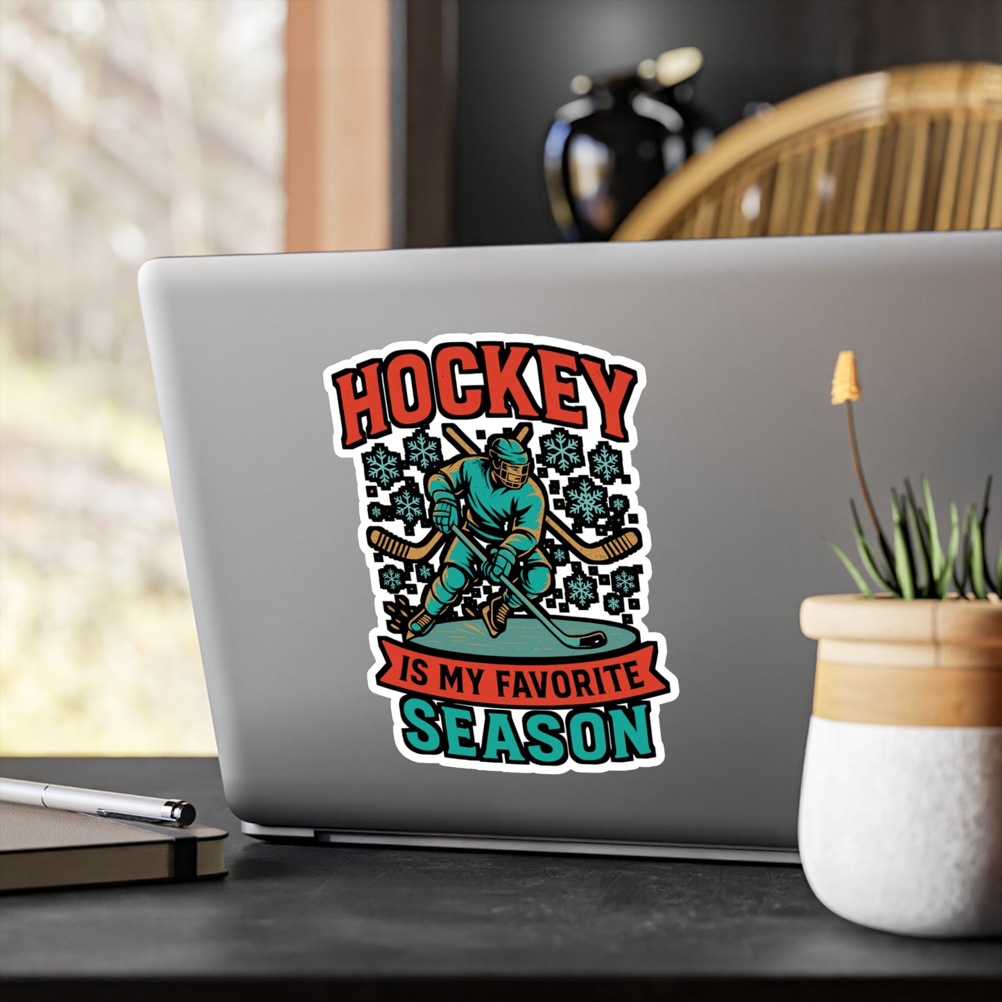 Hockey Is My Favorite Season – Ice Hockey Sticker for Laptop, Water Bottle, Vinyl Goalie Decal, Sports Fan Gift