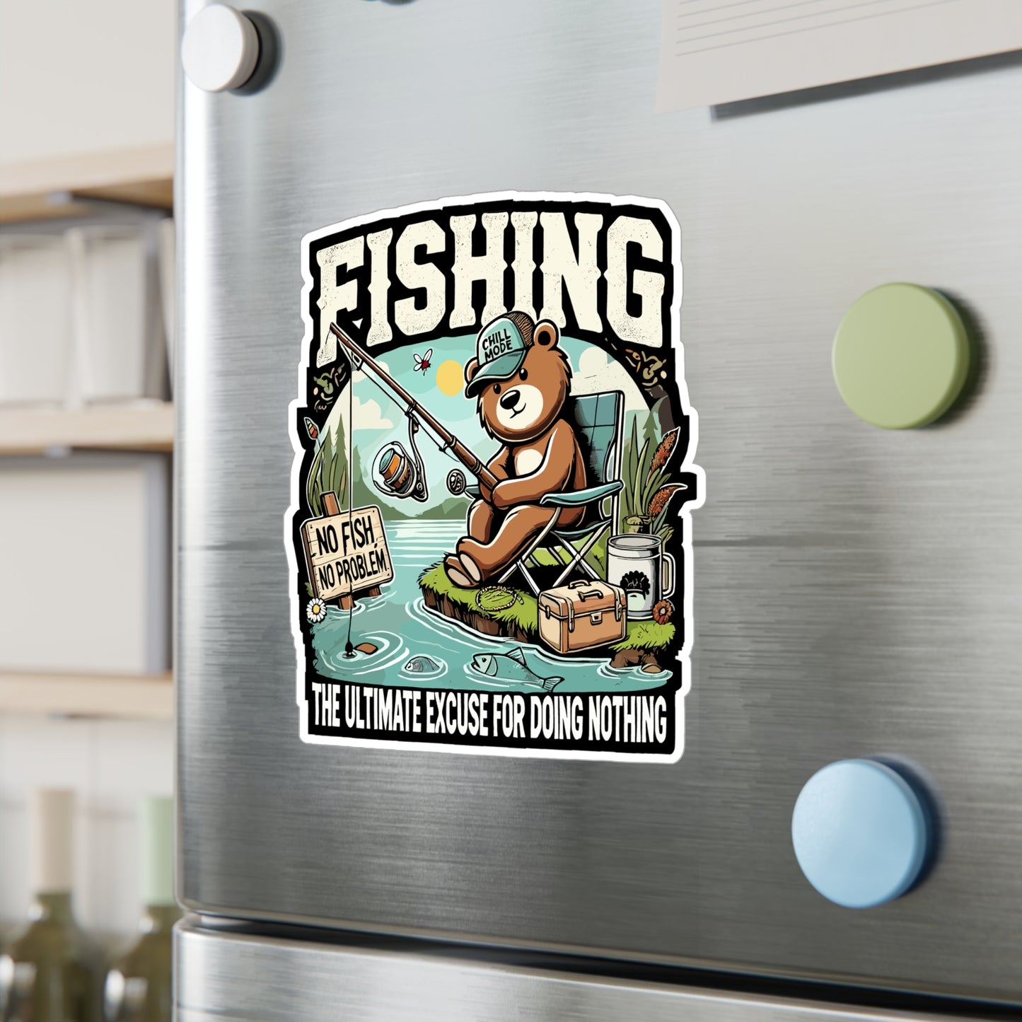 Fishing The Ultimate Excuse for Doing Nothing - Fishing Sticker for Laptop Sticker. Water Bottle Sticker, Vinyl Lazy bear Decal - Fishing Gift