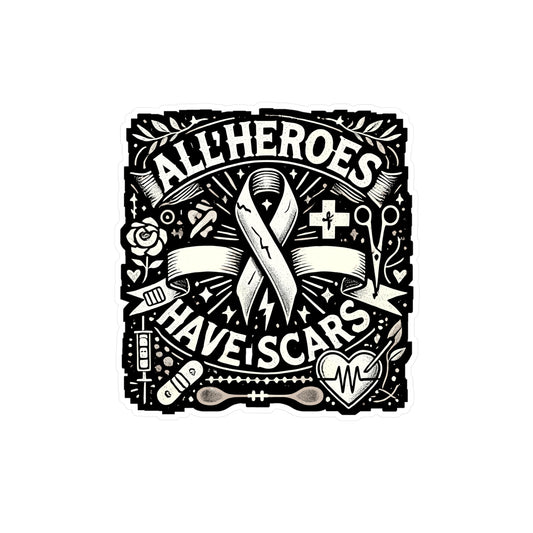 All Heroes Have Scars - Broken Sticker for Car Window Laptop Sticker. Water Bottle Sticker, Vinyl Limn Decal, Bionic Sticker - Broken Gift
