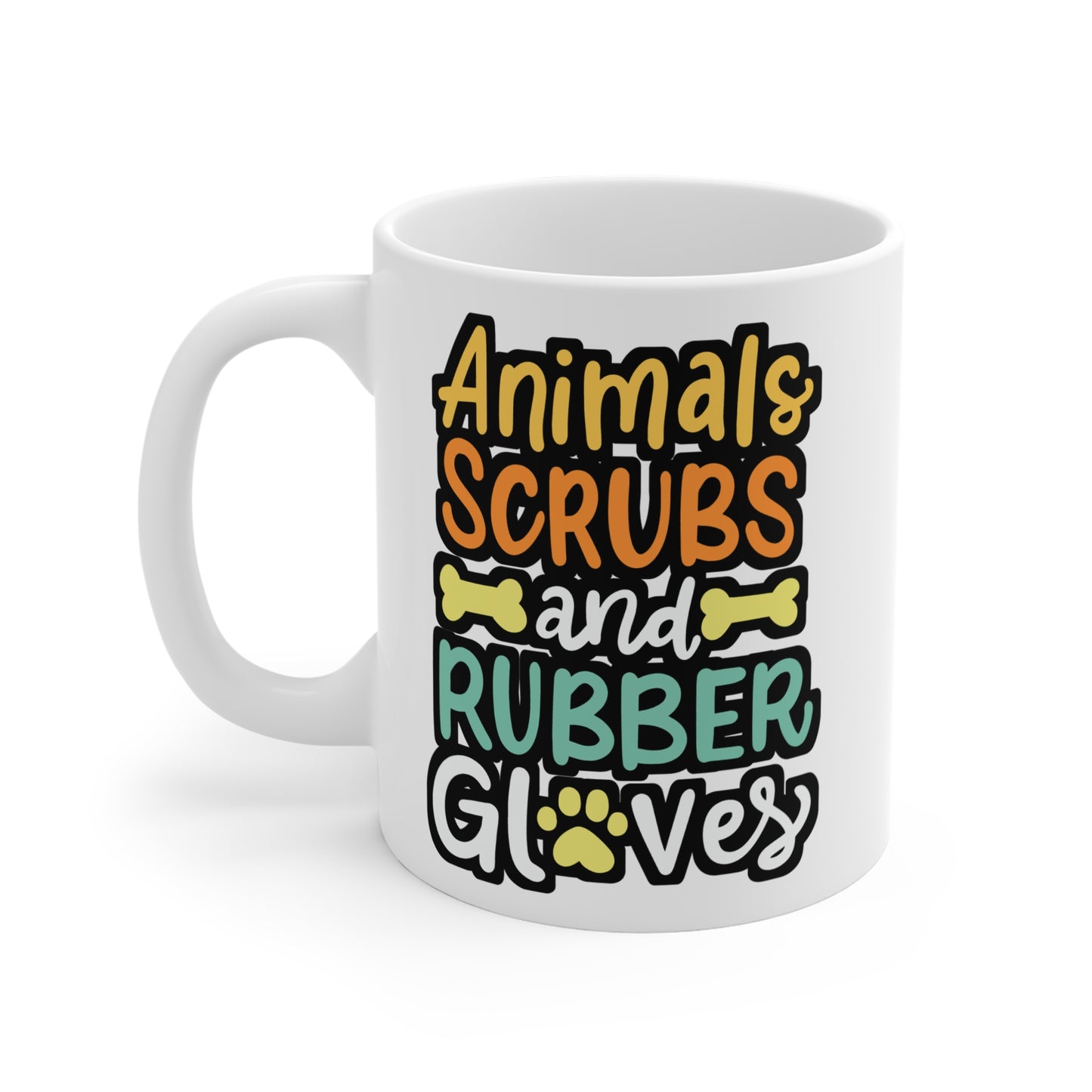 Animals, Scrubs And Rubber Gloves Vet Veterinary - Veterinarian gift Mug for Coffee 11oz. Veterinarian gift Cup, White ceramic, Vet tech gift Mug - Veterinarian gift Gift