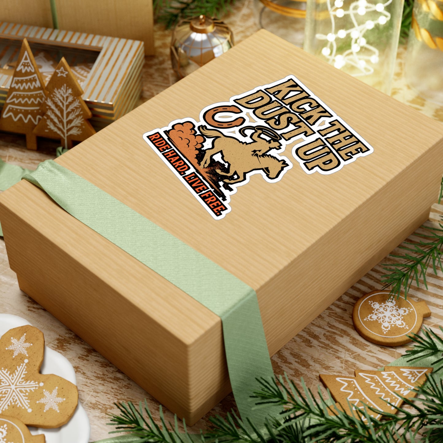 Kick The Dust Up – Cowboy Sticker for Car, Laptop, or Water Bottle | Western Vinyl Decal, Rodeo & Country Gift