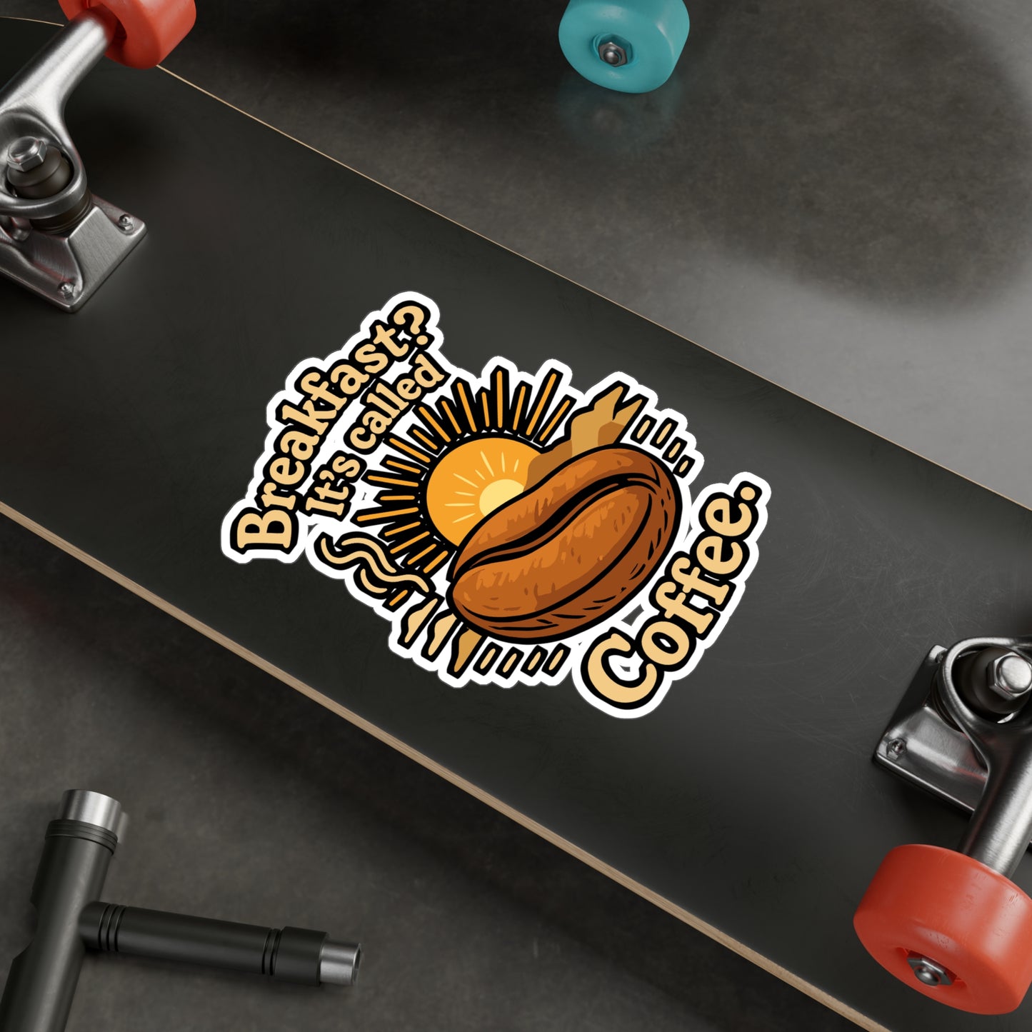 Coffee Sticker – Breakfast Its Called Coffee Decals for Laptop or Water Bottle, Fun Caffeine Morning Beans Design, Waterproof Vinyl