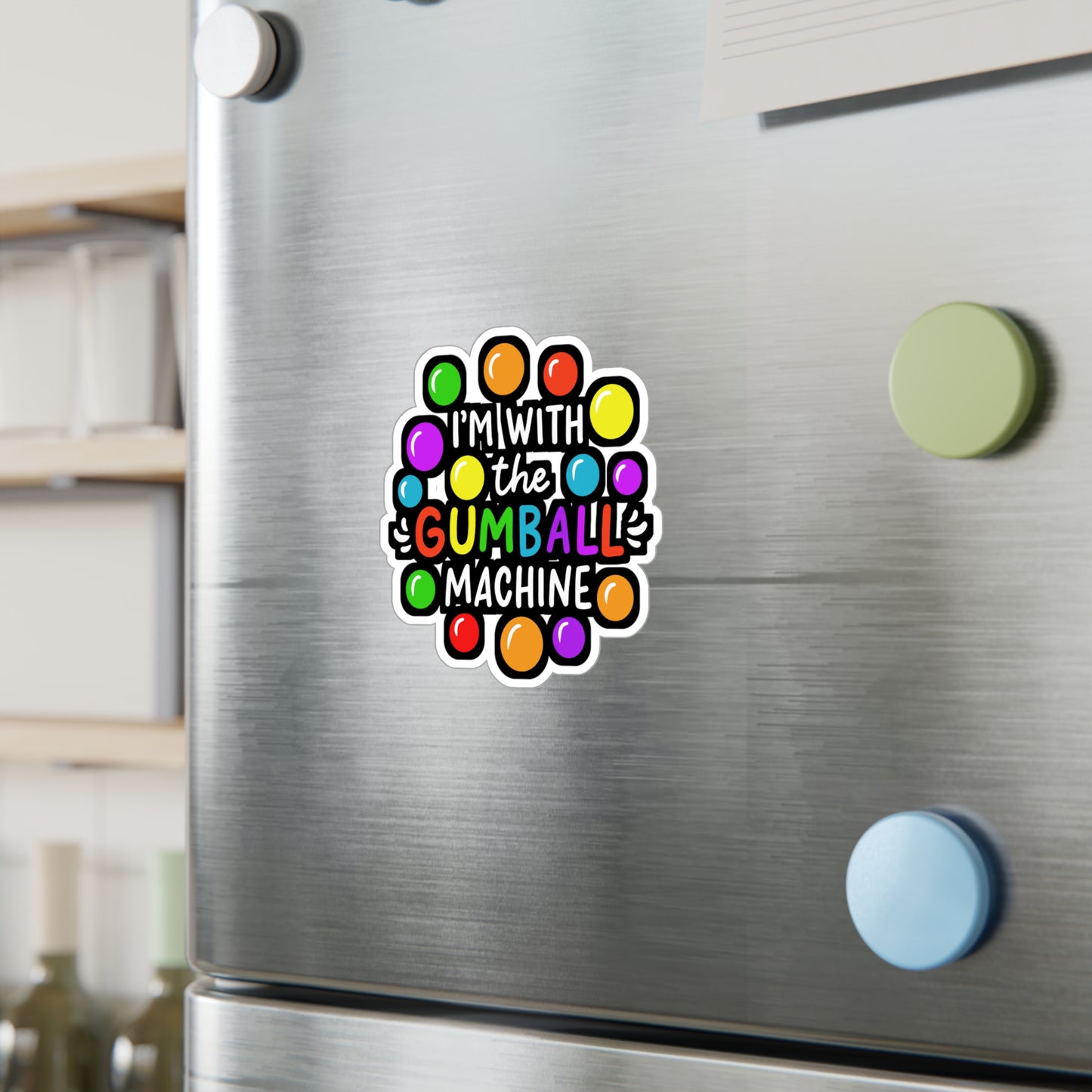 I'm With The Gumball Machine | Pinball Sticker | Retro Decals | Vintage Laptop Sticker | Pinball Gift | Retro Gift
