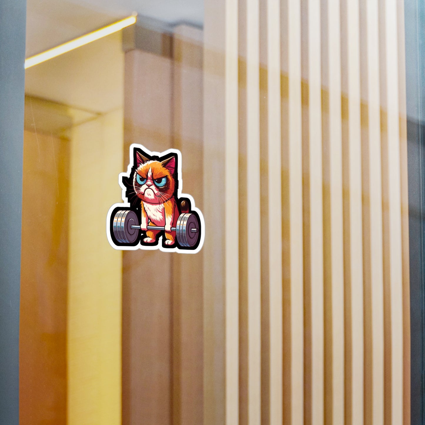 Deadlift Cat Bodybuilding - Weightlifting Sticker for Laptop Sticker. Water Bottle Sticker, Vinyl Muscles Decal - Weightlifting Gift