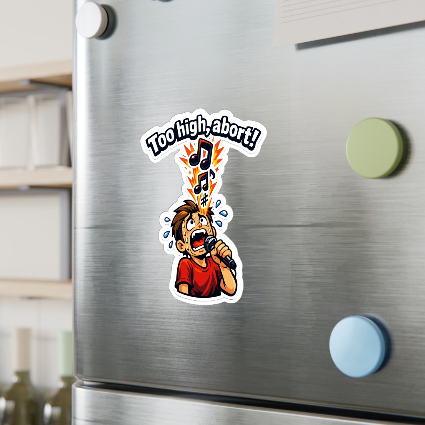 Karaoke Sticker “Too High, Abort!” Funny Music Beer Booze Design Vinyl Waterproof Decals for Laptop Water Bottle
