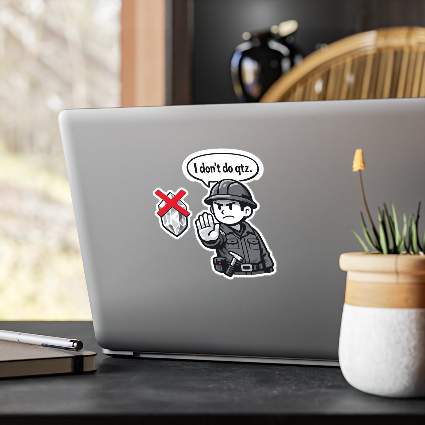 Geologie Sticker “I don't do qtz.” Funny geology decals, waterproof vinyl for laptop, water bottle, rocks minerals tectonics design