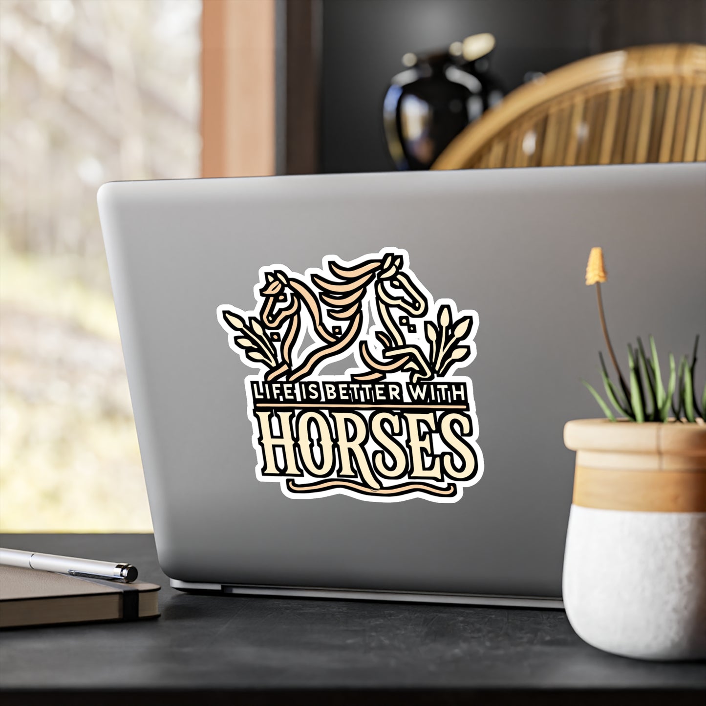 Life Is Better With Horses – Horse Sticker for Laptop or Water Bottle | Vinyl Equestrian Decal, Horse Lover Gift