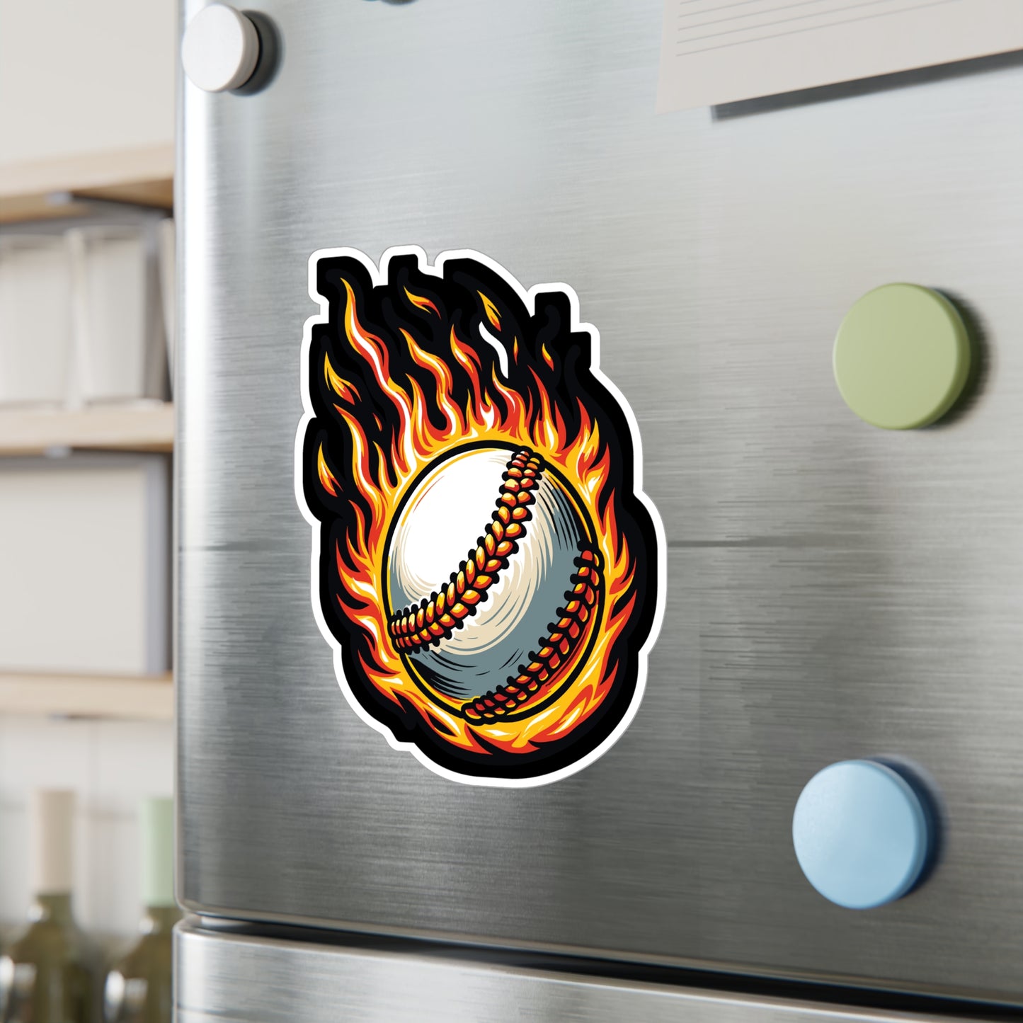 Fire Baseball - Baseball Sticker for Car Window Laptop Sticker. Water Bottle Sticker, Vinyl Player Decal, Sports Sticker - Baseball Gift