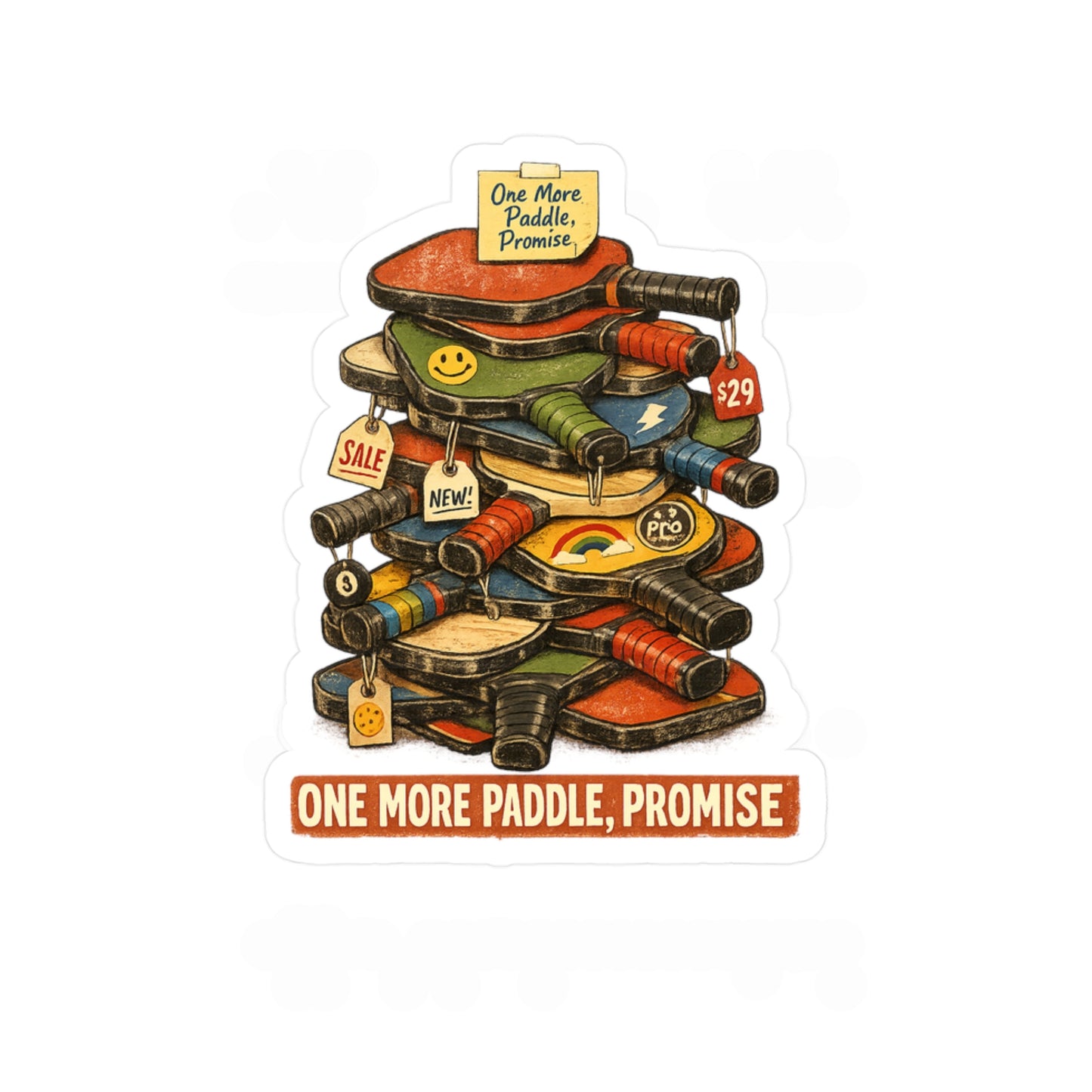 Pickleball Sticker “One More Paddle, Promise” Funny Pickle Athlete Decals Waterproof Vinyl for Laptop, Water Bottle Competition Gear