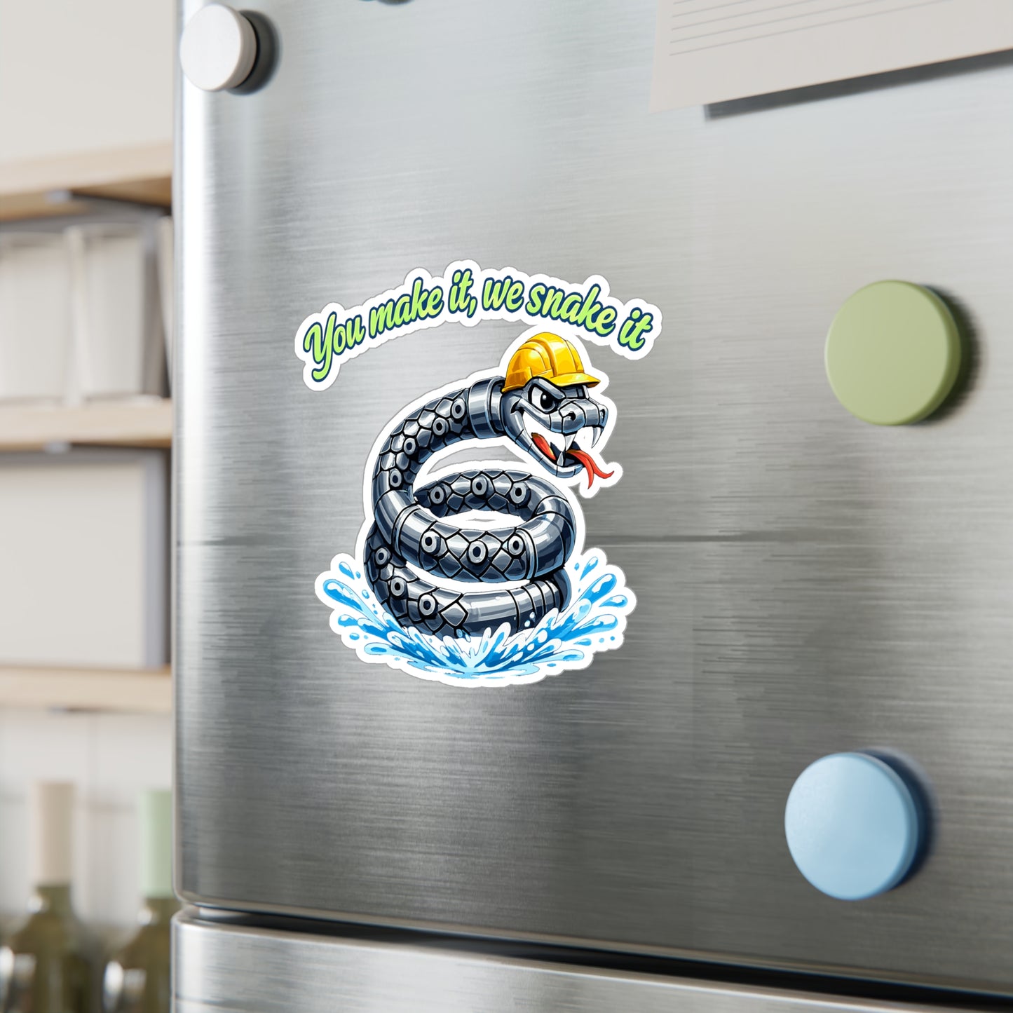Plumber Sticker "You Make It, We Snake It" Funny Plumbing Decals Waterproof Vinyl for Laptop Water Bottle Pipefitter Steamfitter Gift
