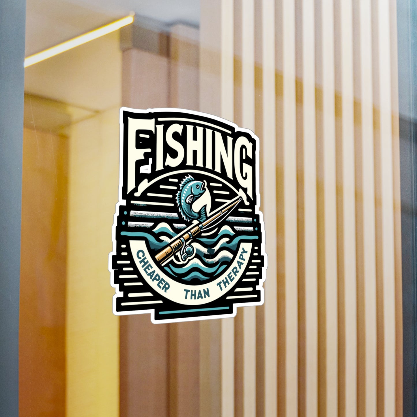 Fishing cheaper than therapy - Fishing Sticker for Laptop Sticker. Water Bottle Sticker, Vinyl Angling Decal - Fishing Gift