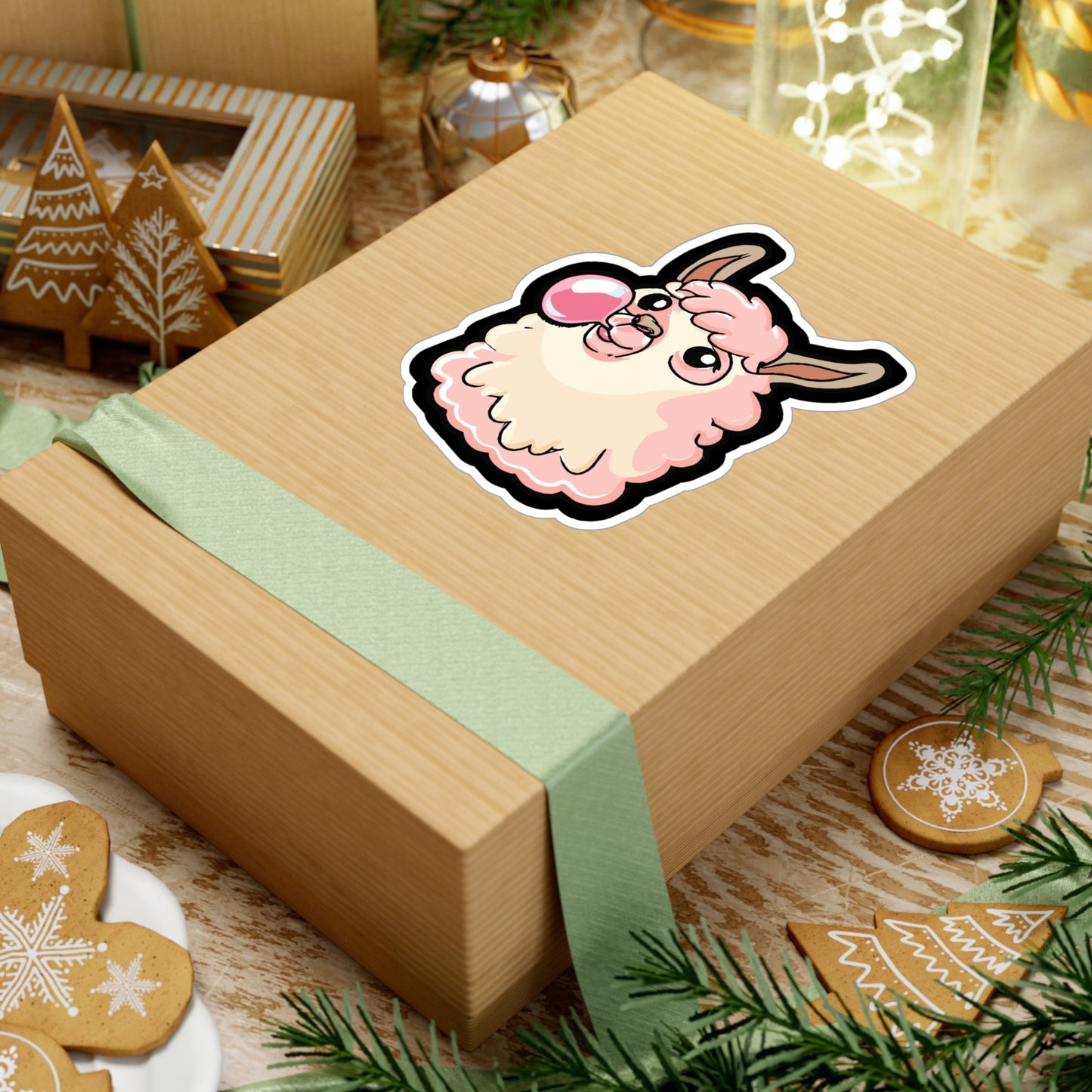 Llama with Bubblegum - Llama Sticker for Car Window Laptop Sticker. Water Bottle Sticker, Vinyl Bubblegum Decal, Quirky Sticker - Llama Gift