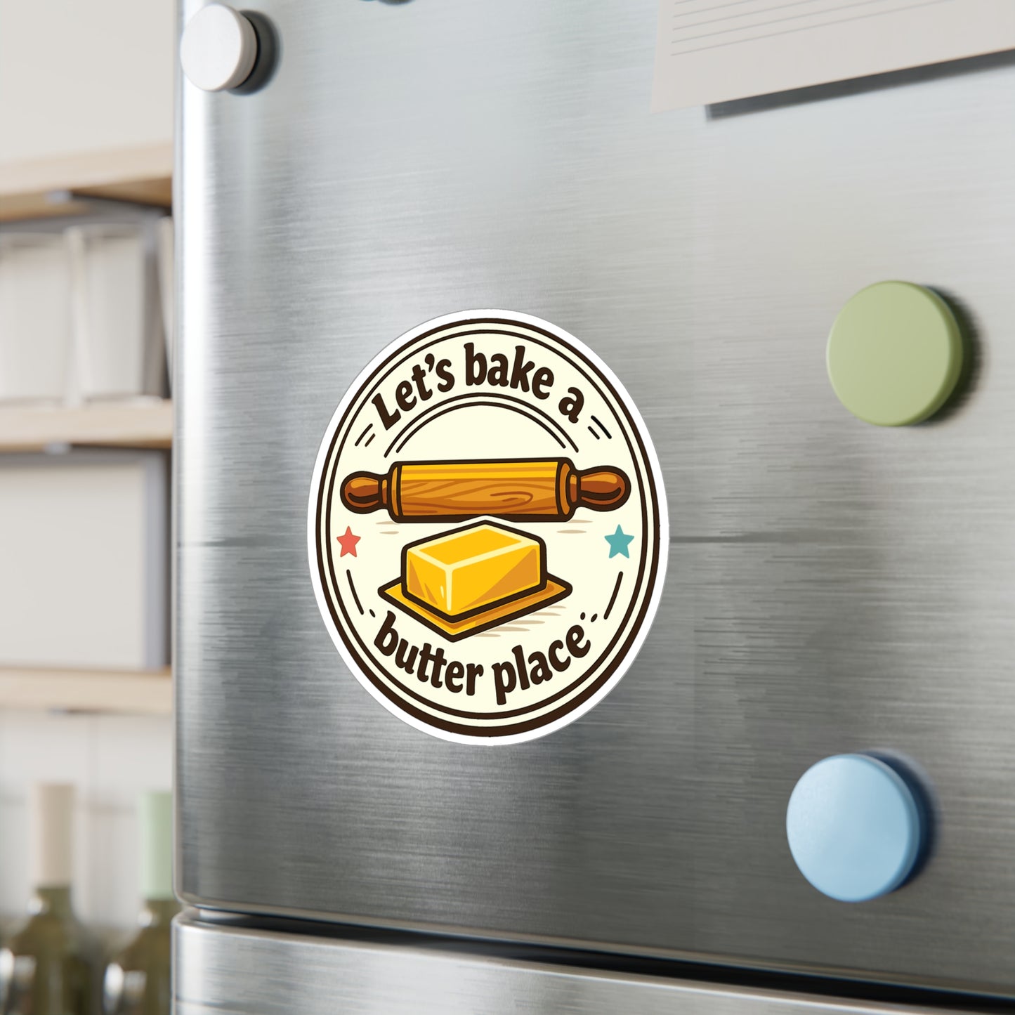 Baking Sticker Let’s bake a butter place Funny Sourdough Baker Design Waterproof Vinyl sticker decals for Laptop Water Bottle