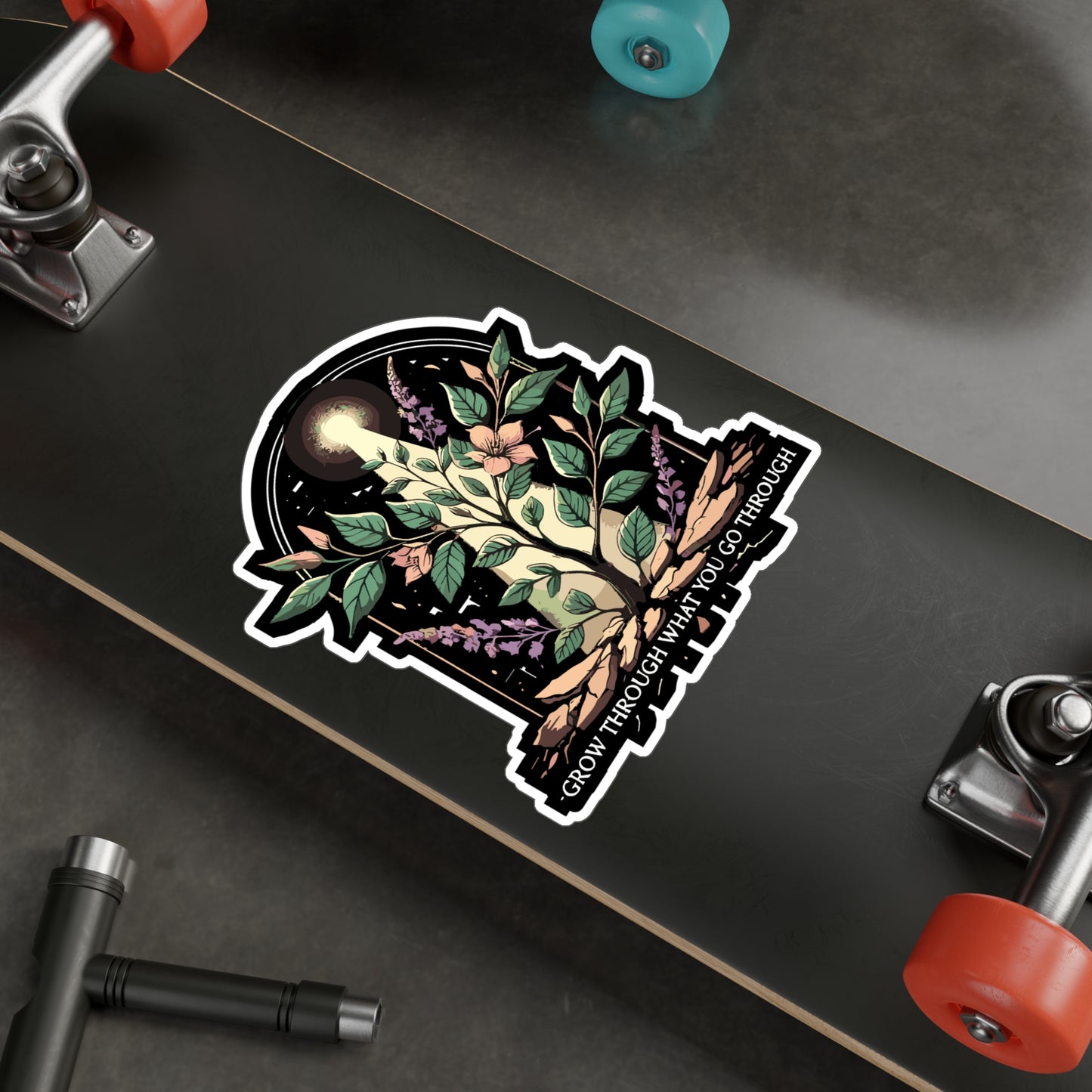 Grow Through What You Go Through - Growth Sticker for Laptop Sticker. Water Bottle Sticker, Vinyl Resilience Decal - Growth Gift