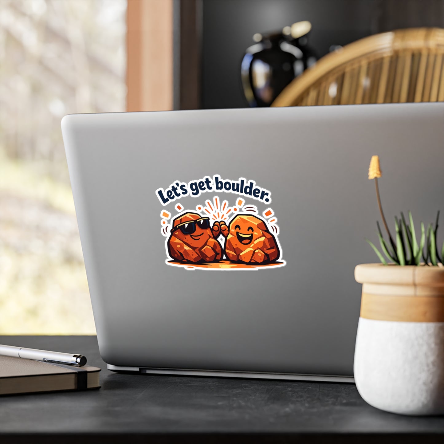 Geologie Sticker “Let's get boulder.” Funny Geology Rocks Minerals Tectonics Decals, Waterproof Vinyl for Laptop Water Bottle